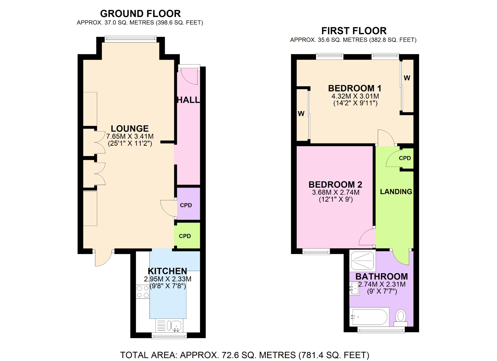 2 bed terraced house for sale in Plumstead - Property Floorplan