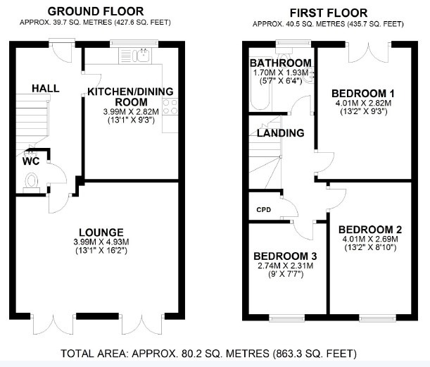 3 bed terraced house to rent in Congleton Grove, London - Property Floorplan