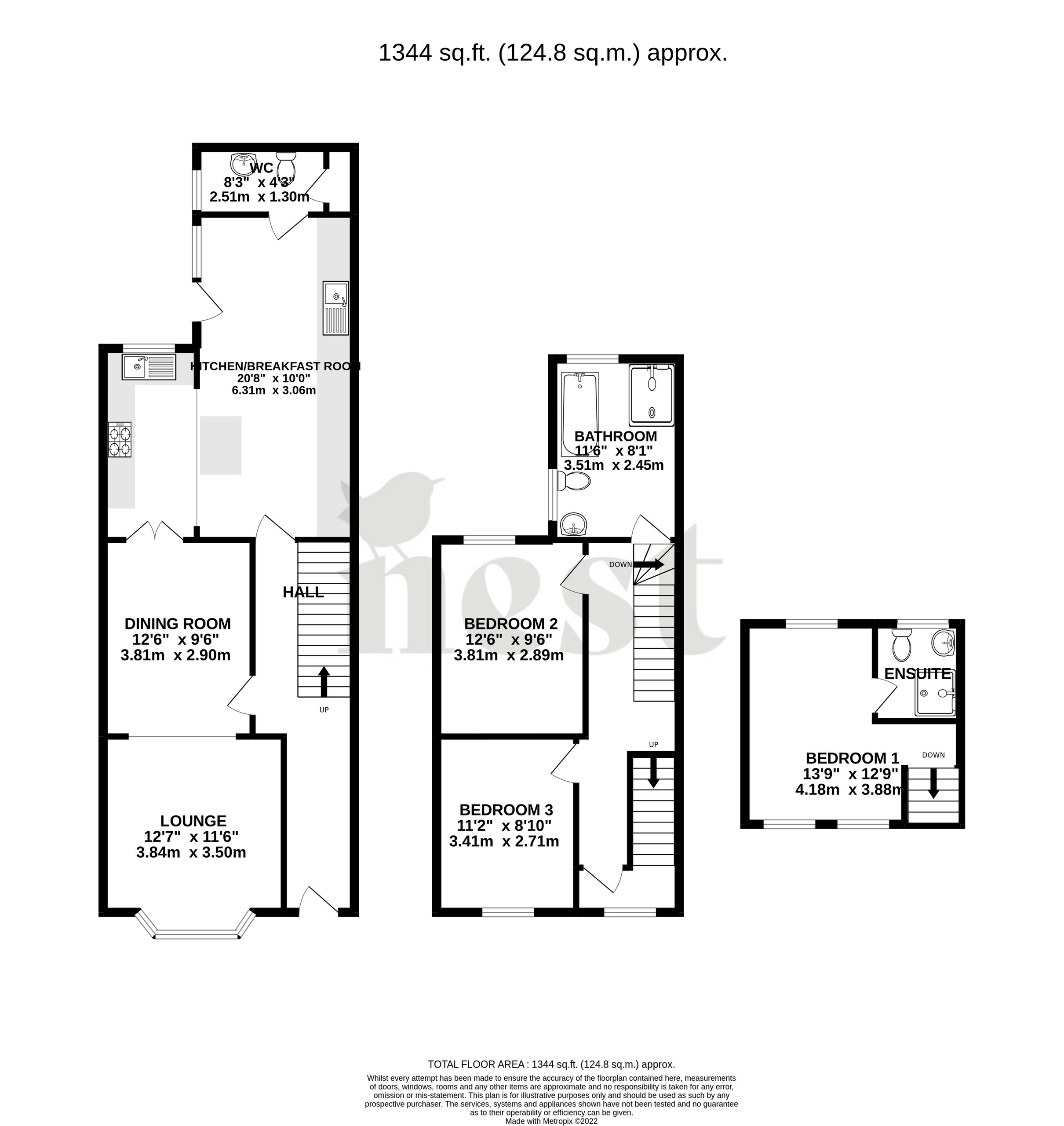 3 bed terraced house for sale in Greenway Avenue, Taunton - Property Floorplan