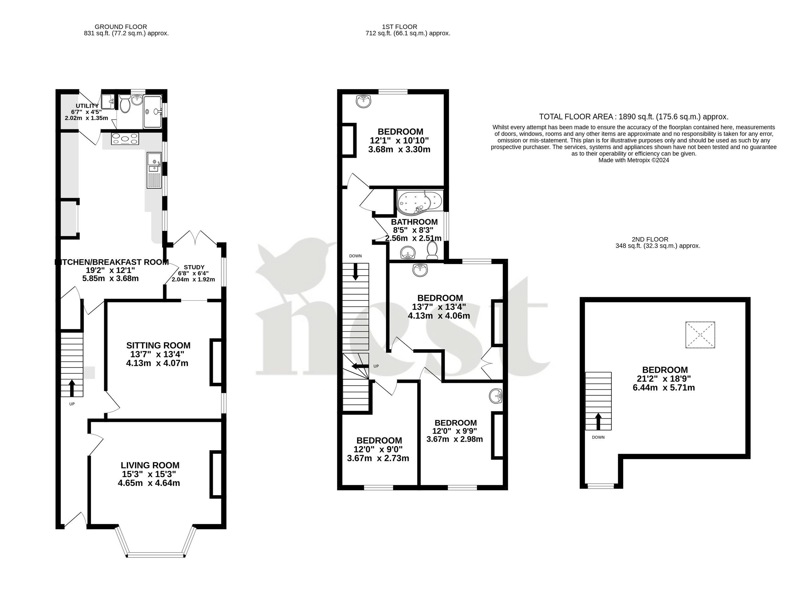 5 bed end of terrace house for sale in Clifton Terrace, Taunton - Property floorplan