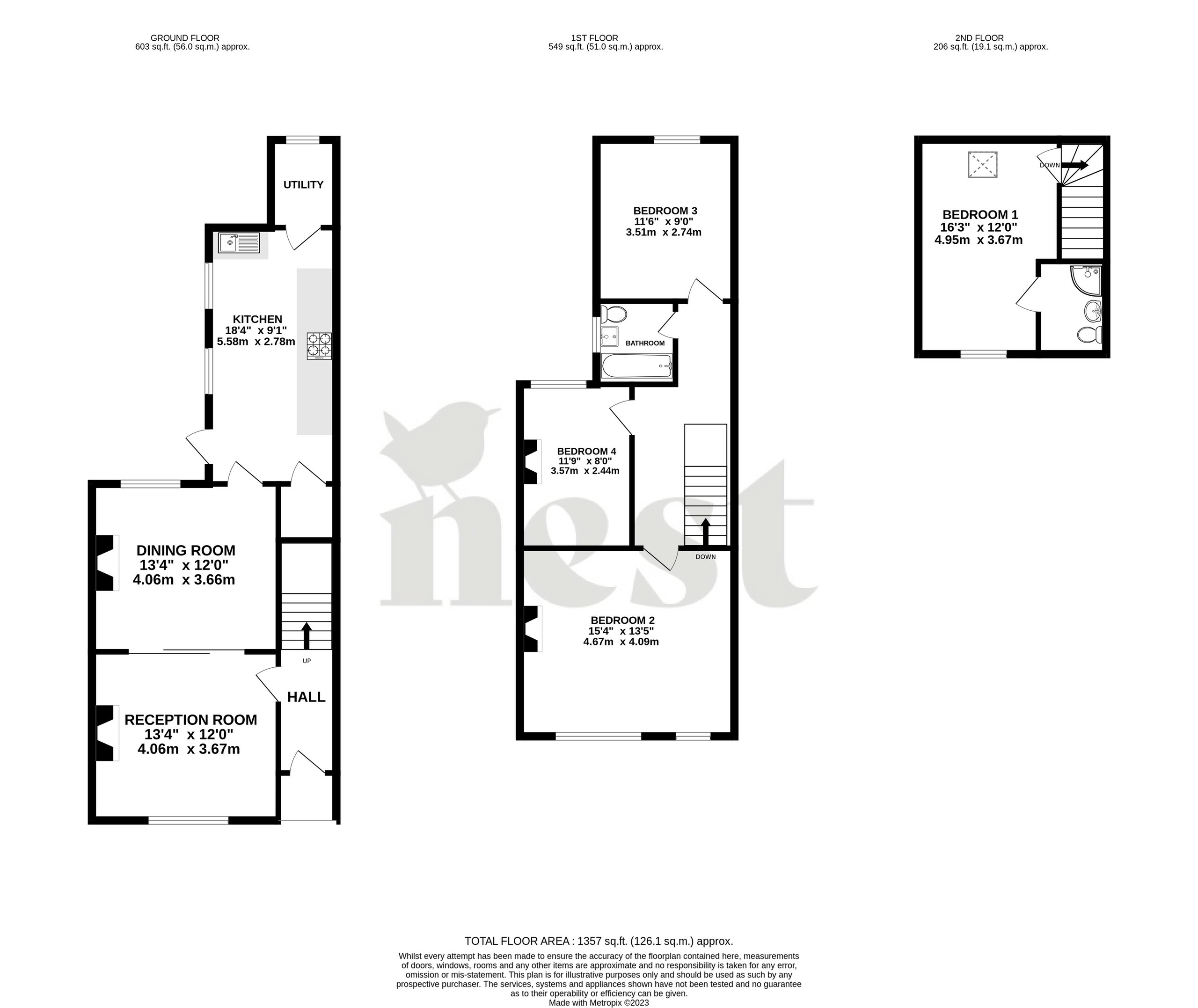 4 bed terraced house for sale in Wallbridge, Frome - Property floorplan