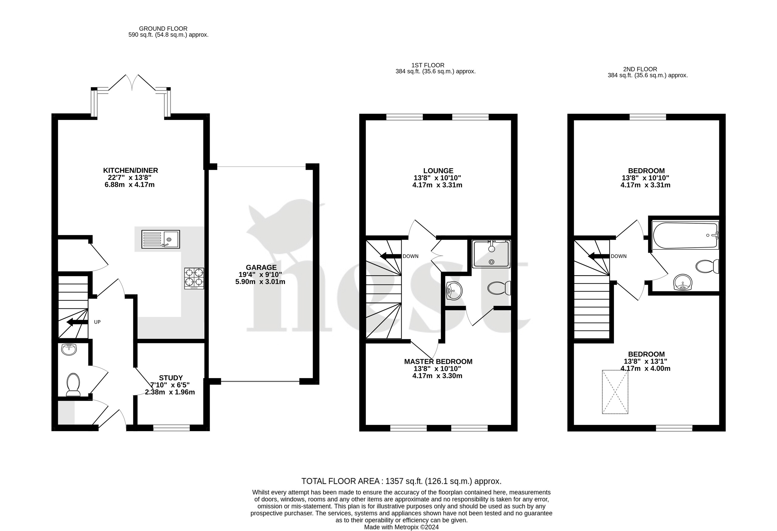 3 bed semi-detached house for sale in Batt Drive, Taunton - Property floorplan