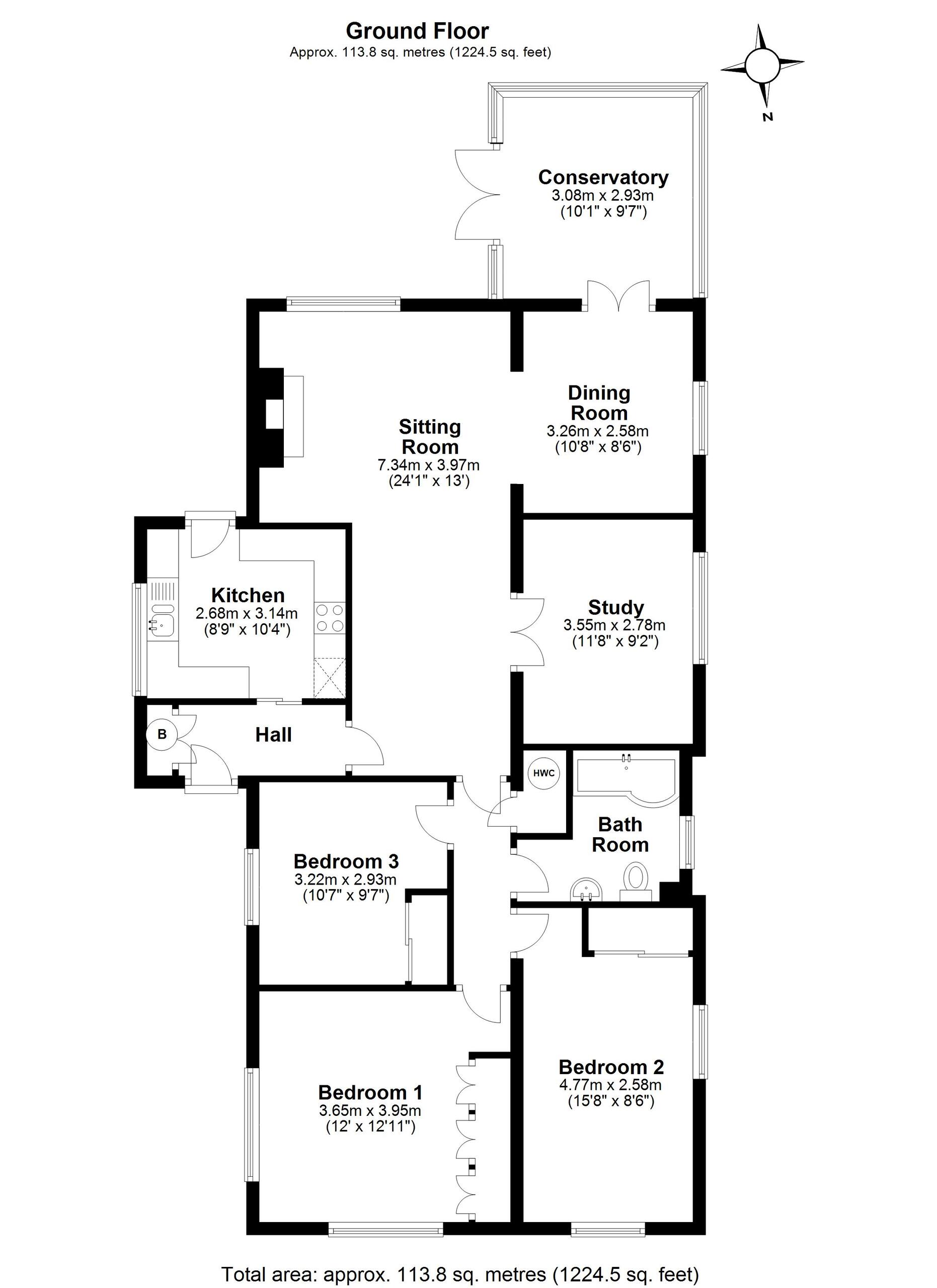 3 bed bungalow for sale in Victoria Road, Devizes - Property floorplan