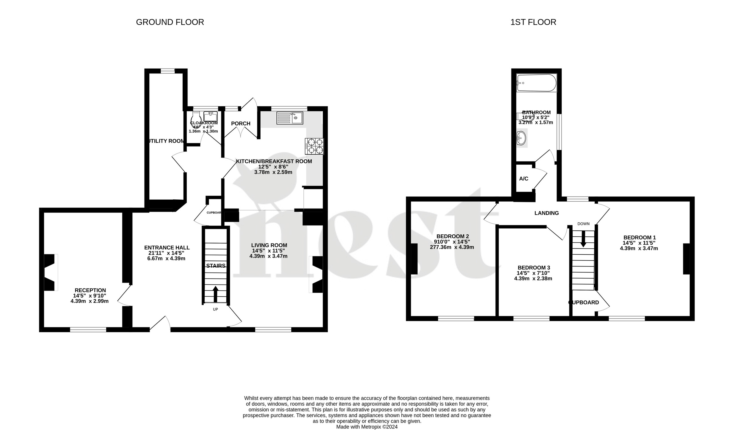 3 bed detached house for sale in Mount Street, Taunton - Property floorplan