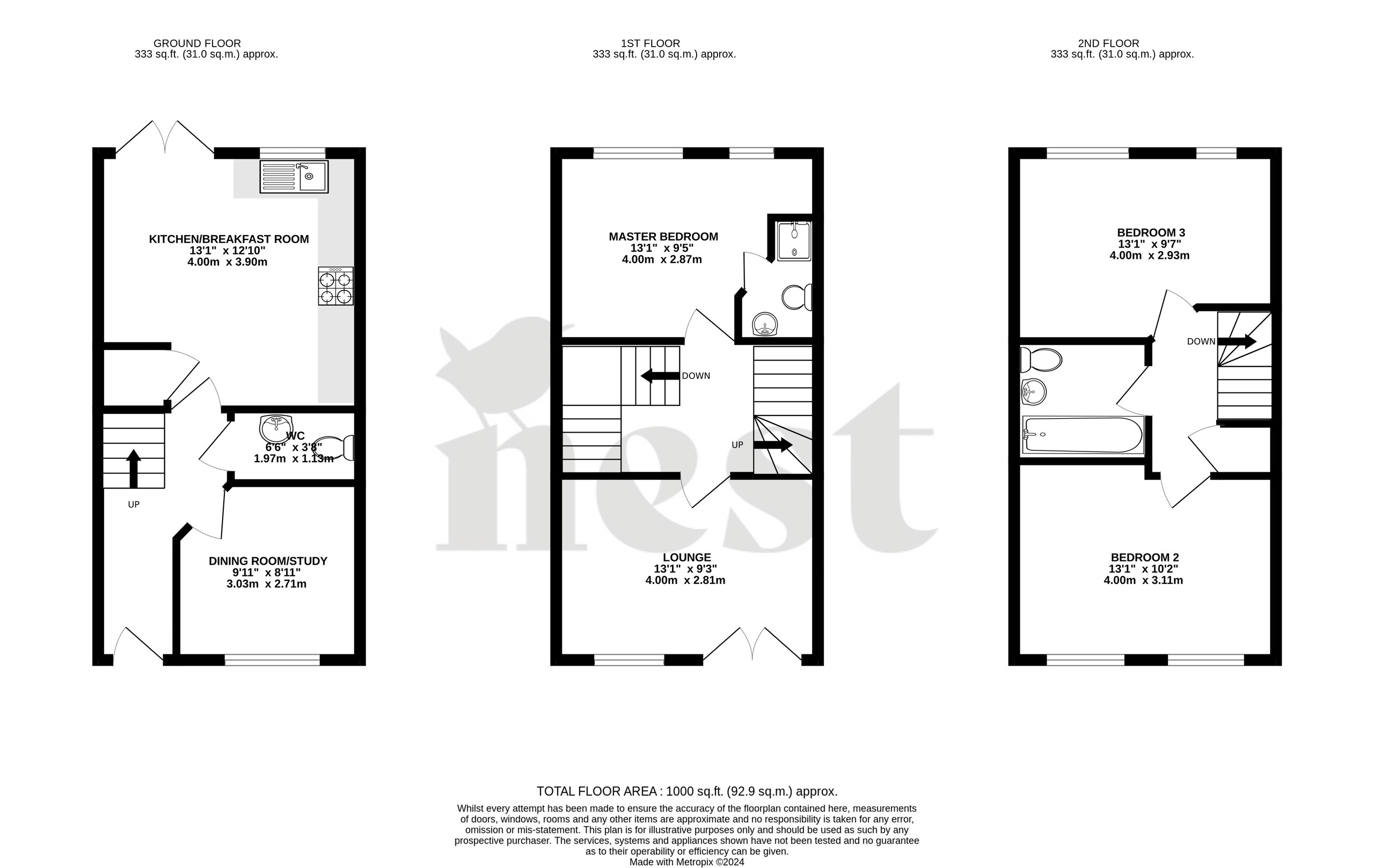 3 bed end of terrace house for sale in Campion Way, Bridgwater - Property floorplan