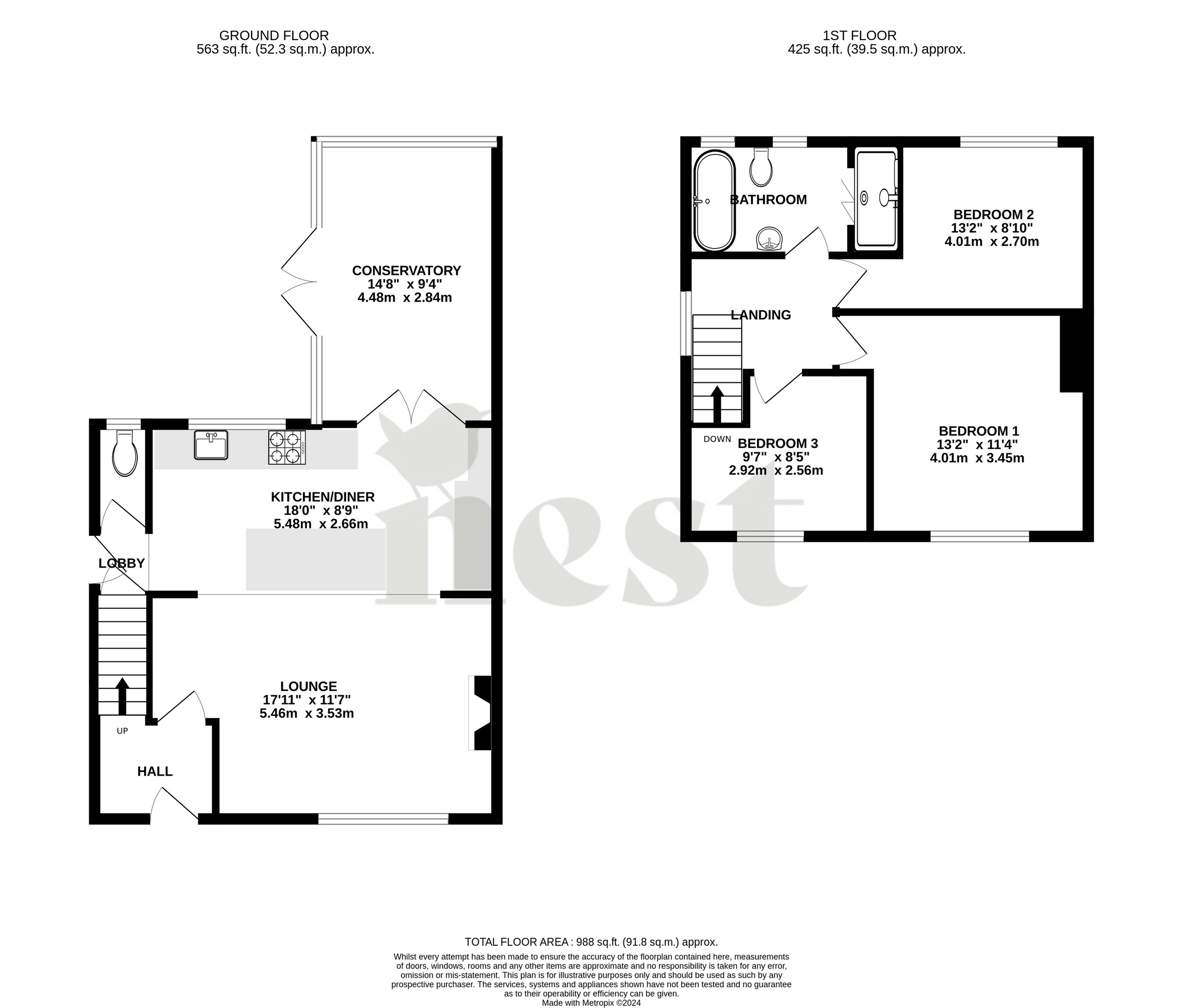 3 bed house for sale in Curry Mallett, Taunton - Property floorplan