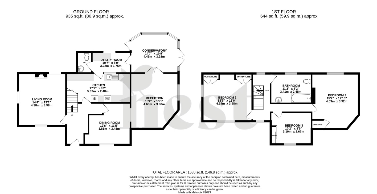 3 bed detached house for sale in Ford Street, Wellington - Property floorplan