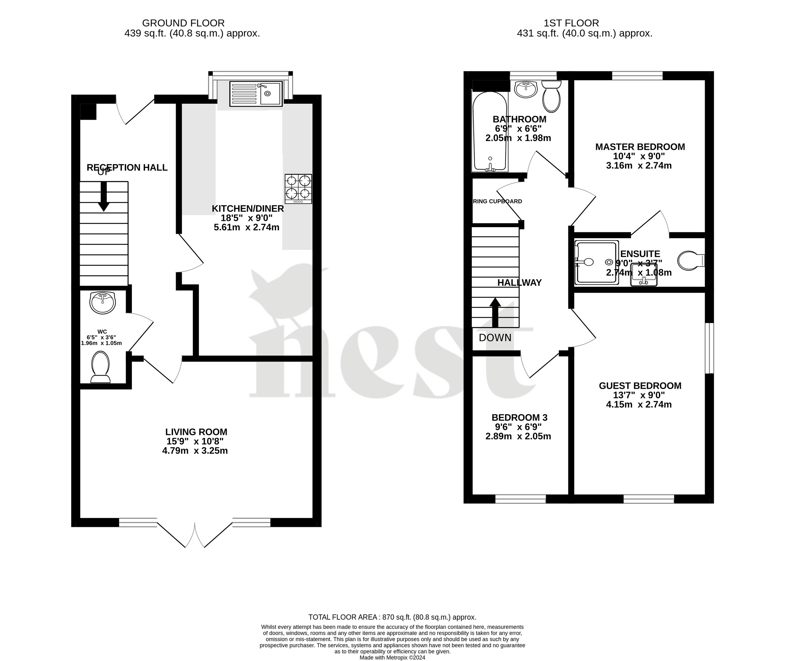 3 bed semi-detached house for sale in Grove Gate, Taunton - Property floorplan