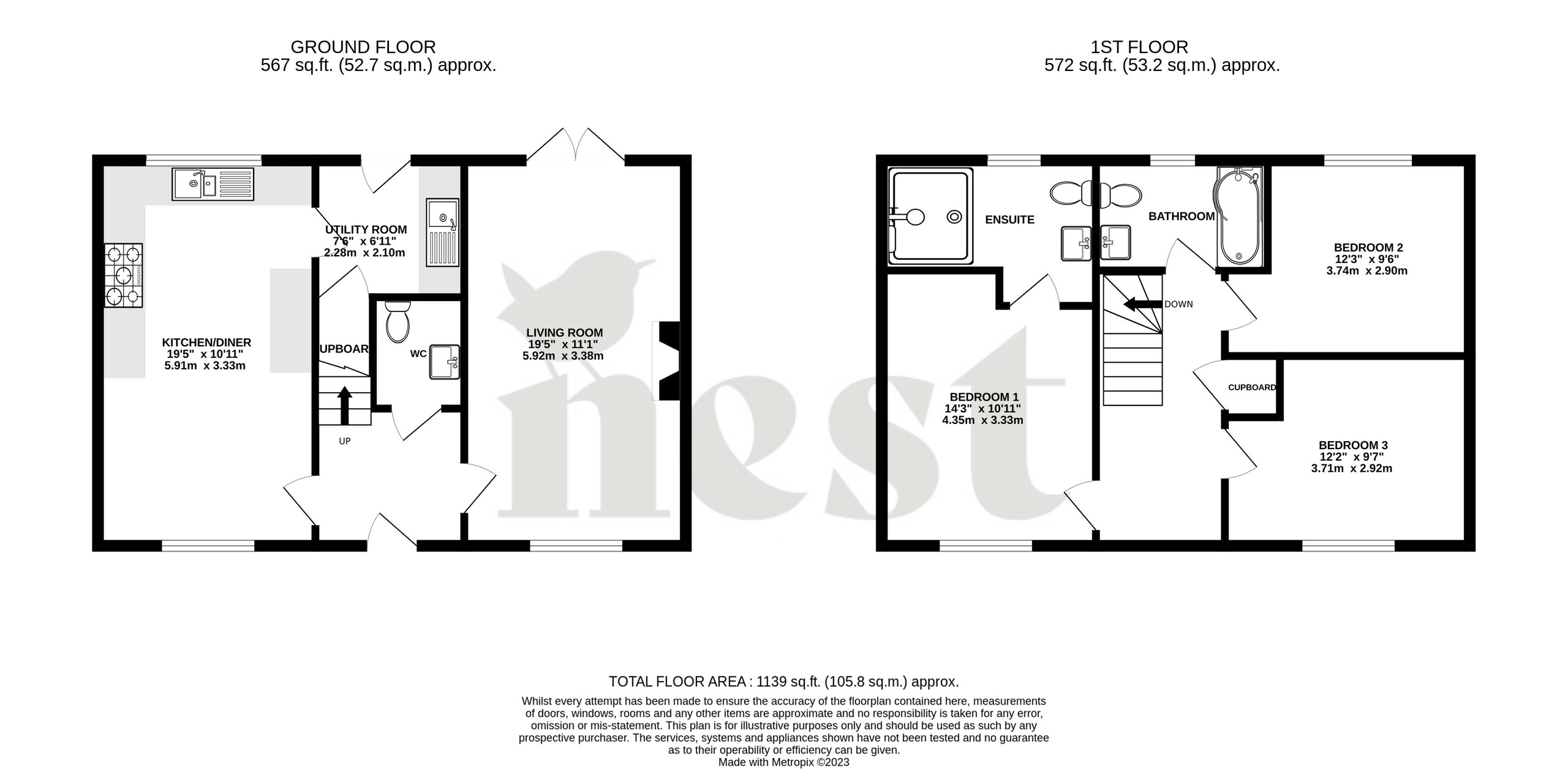 3 bed semi-detached house for sale in Wellington, Wellington - Property Floorplan