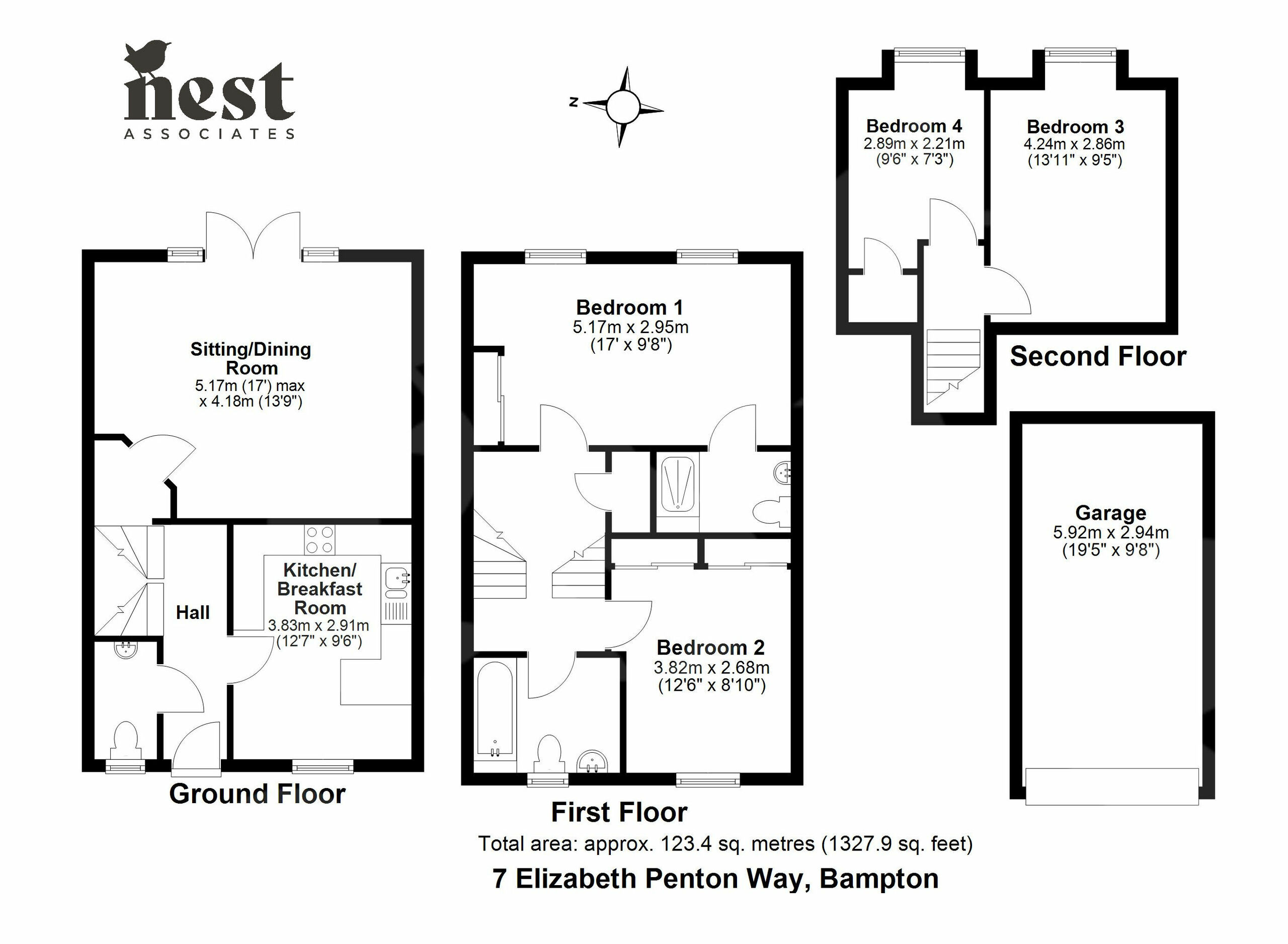 4 bed terraced house for sale in Elizabeth Penton Way, Tiverton - Property floorplan