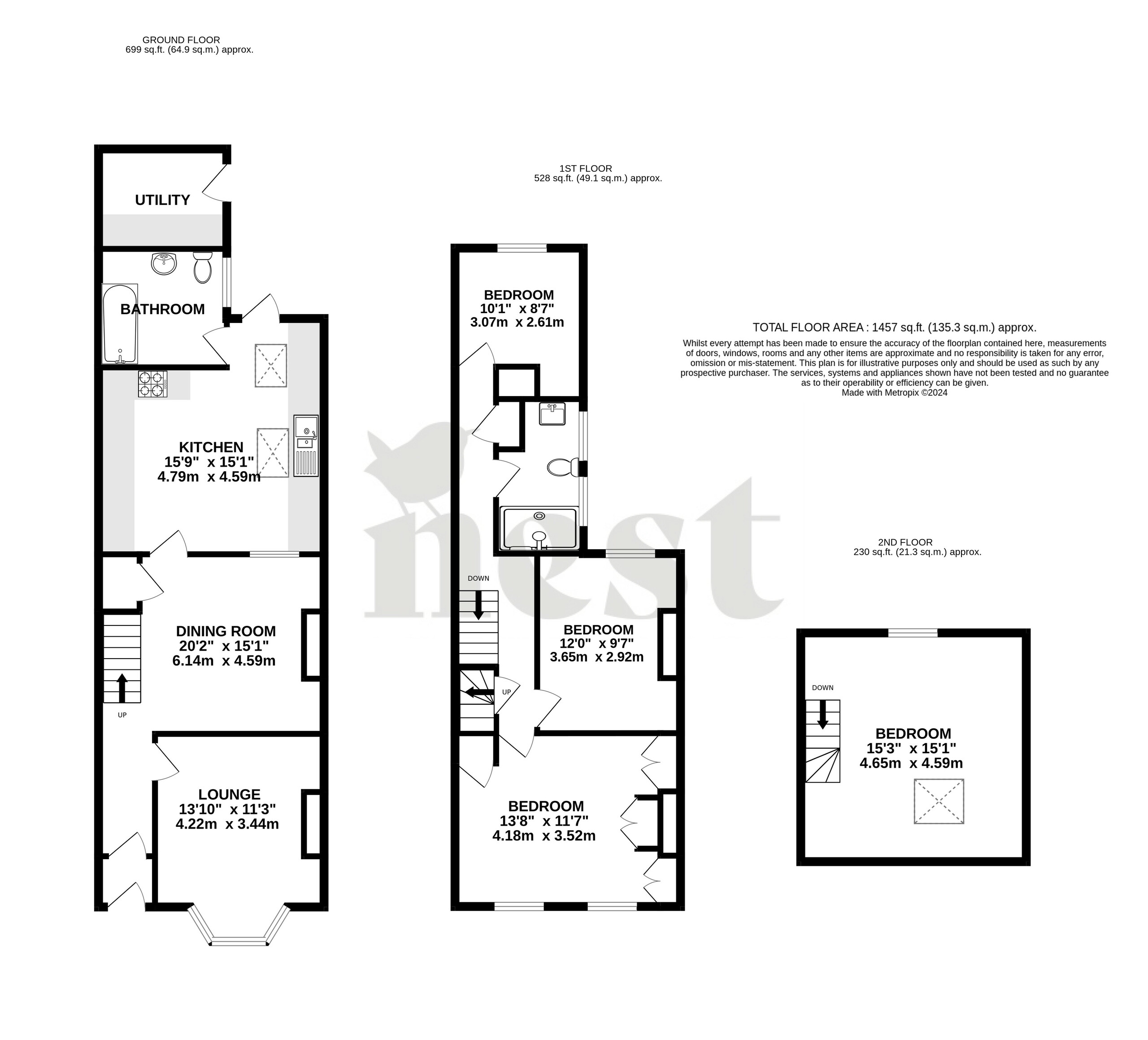 4 bed terraced house for sale in Greenway Avenue, Taunton - Property floorplan