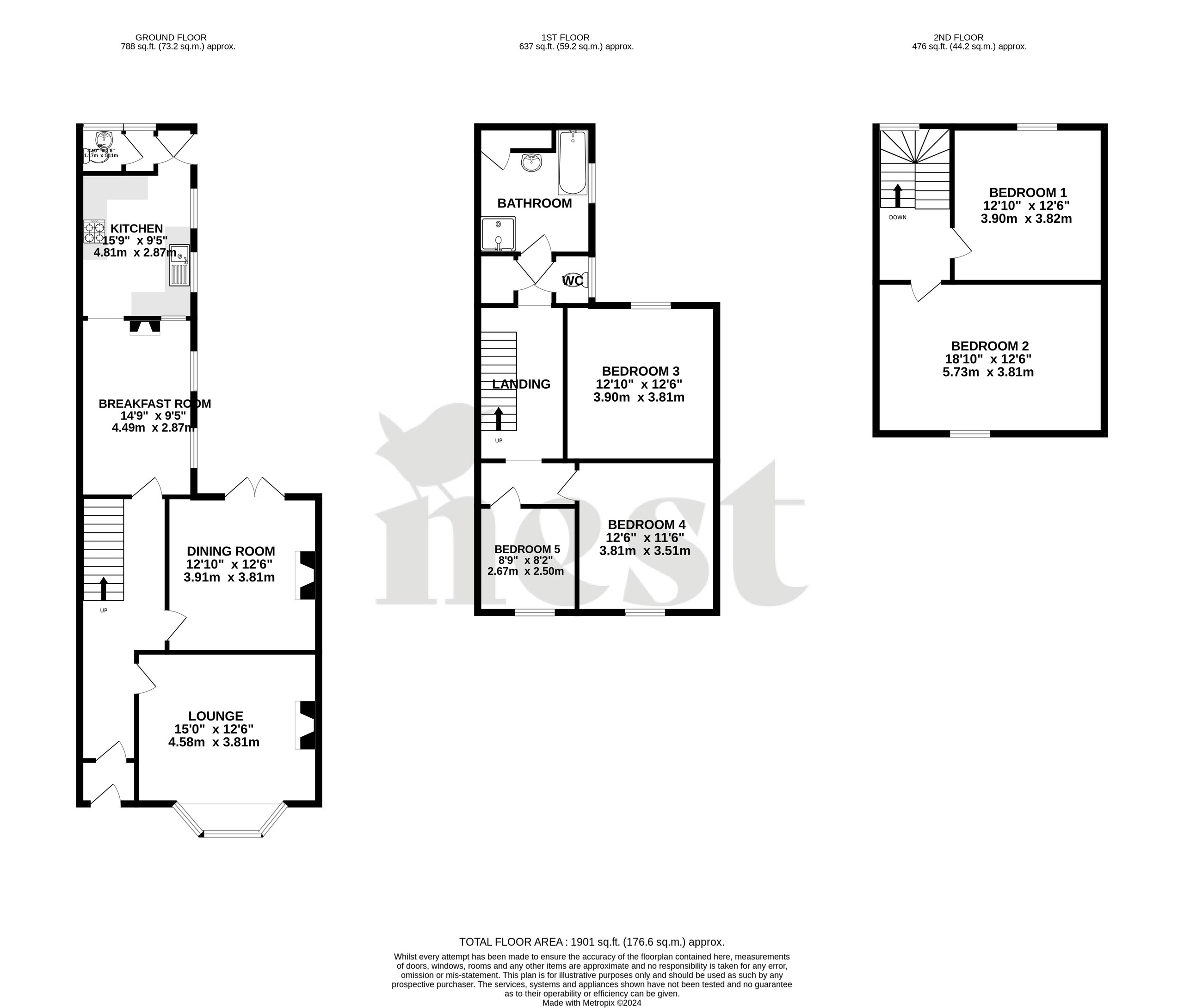 5 bed terraced house for sale in Staplegrove Road, Taunton - Property floorplan