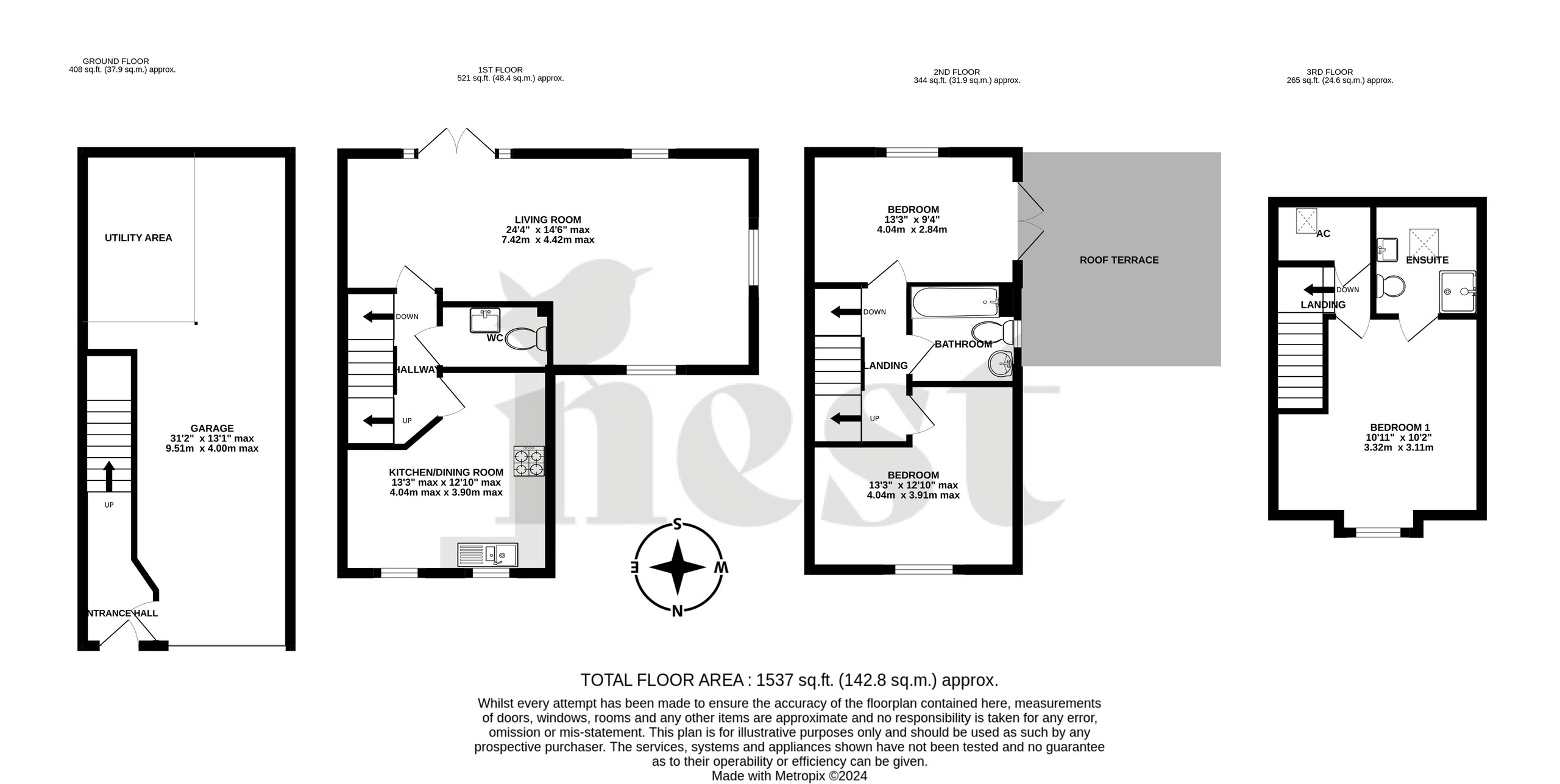 3 bed town house for sale in West Street, Watchet - Property floorplan