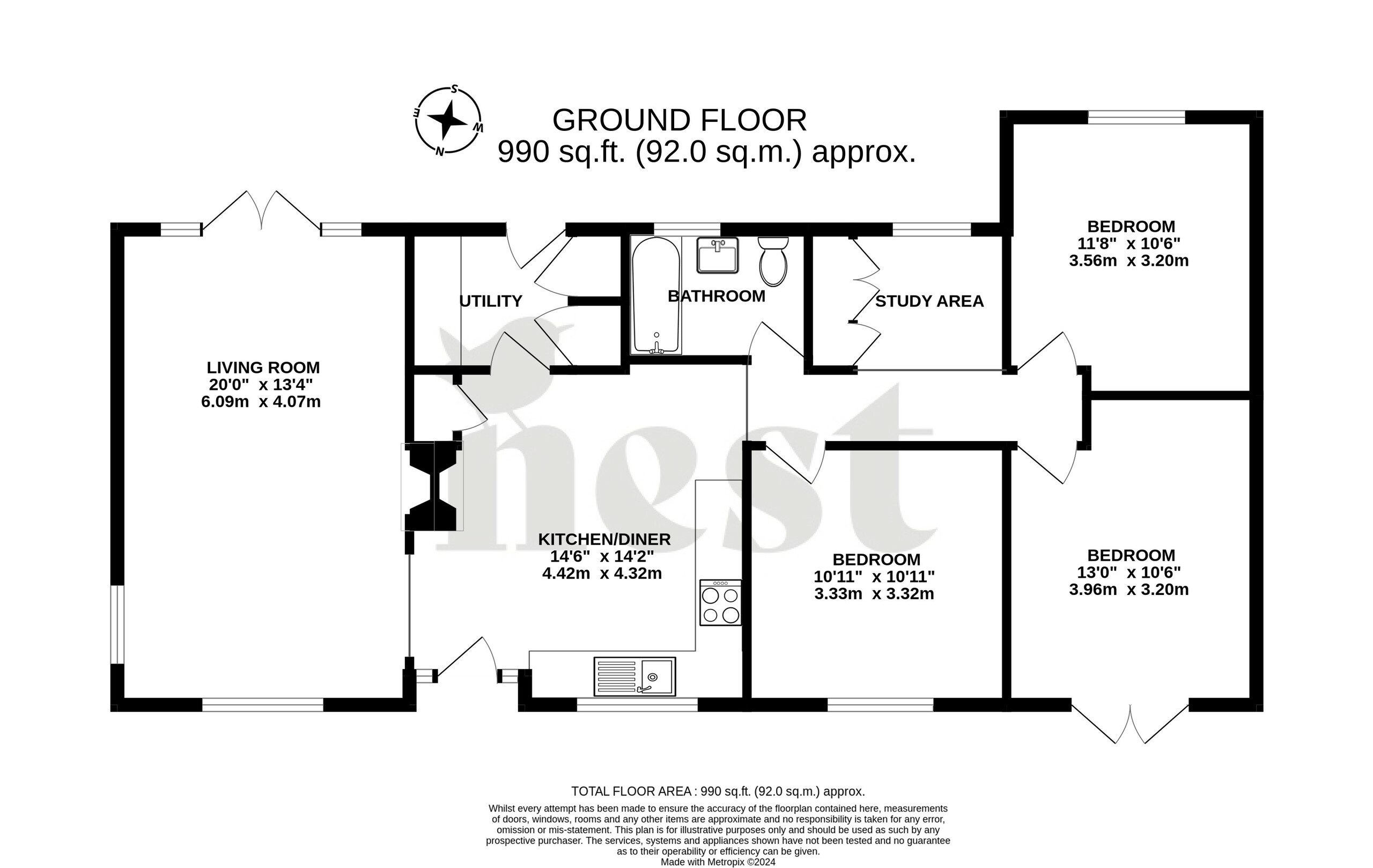 3 bed bungalow for sale in Doniford Road, Williton - Property floorplan