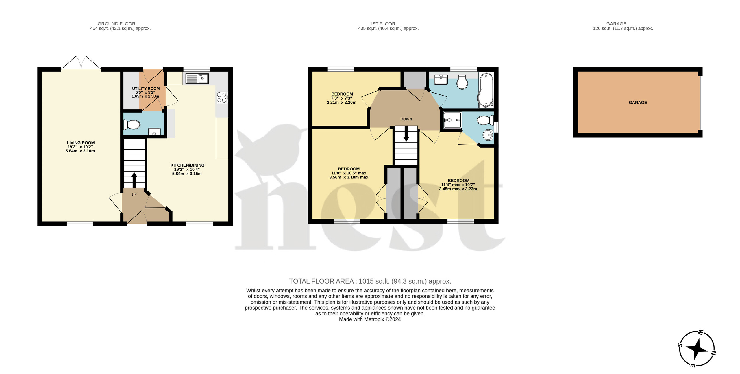 3 bed semi-detached house for sale in Bayfields, Gillingham - Property floorplan