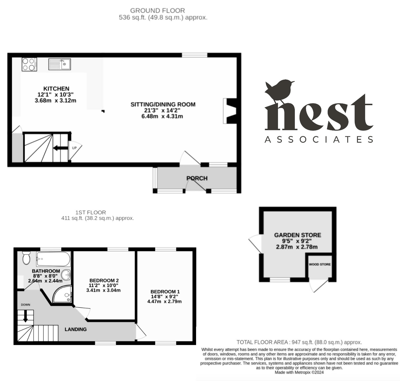 2 bed terraced house for sale in Westleigh, Tiverton - Property floorplan