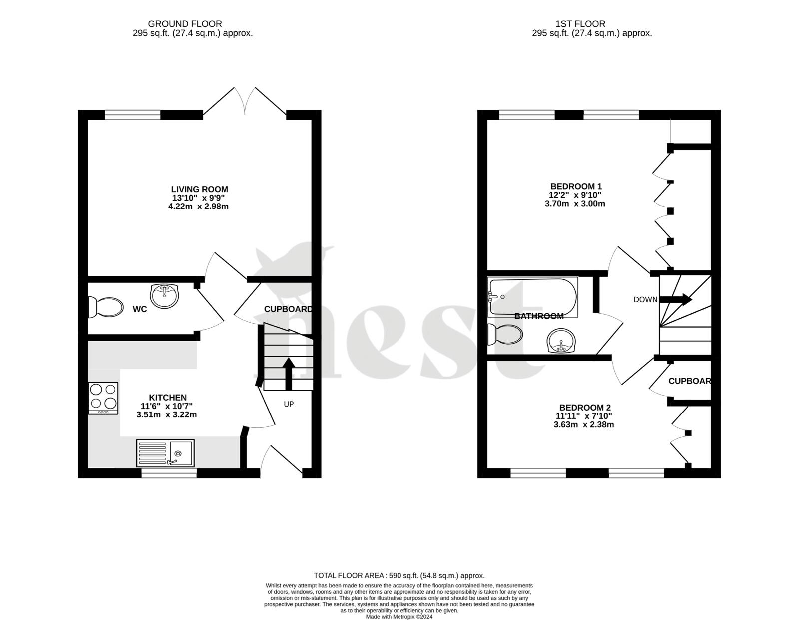 2 bed semi-detached house for sale in Blackdown Meadow, Wellington - Property floorplan