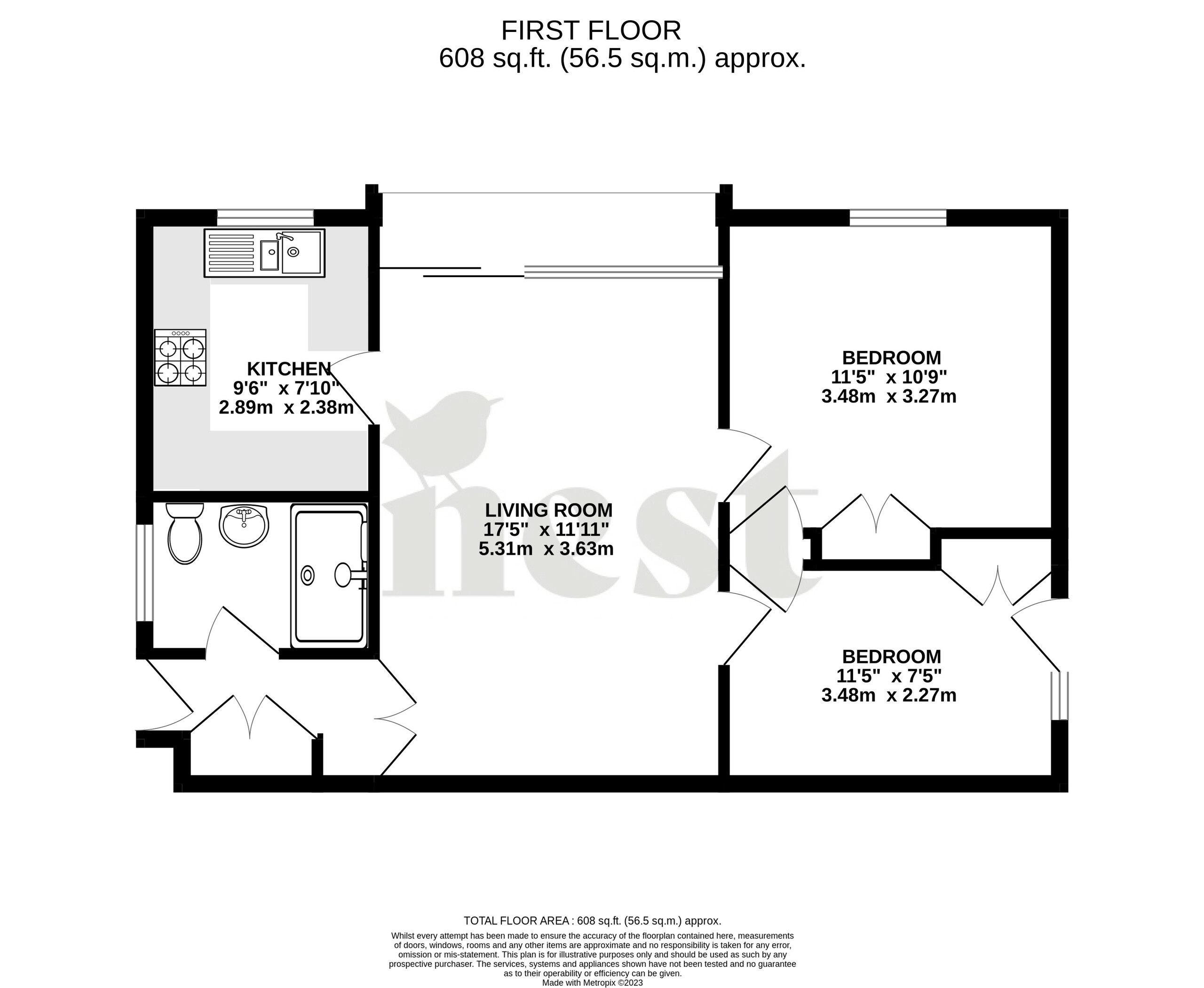 2 bed apartment for sale in Haseley Court, Taunton - Property floorplan