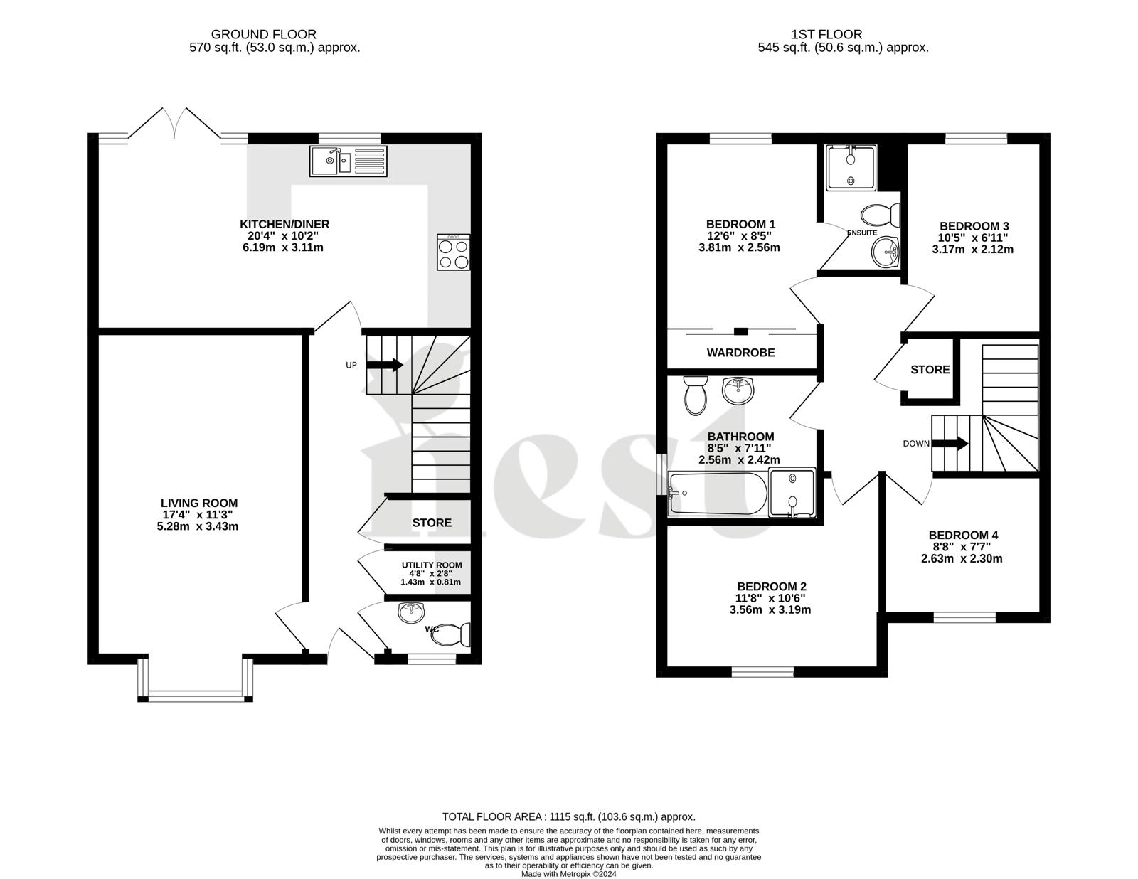 4 bed detached house for sale in Tredwin Close, Wellington - Property floorplan