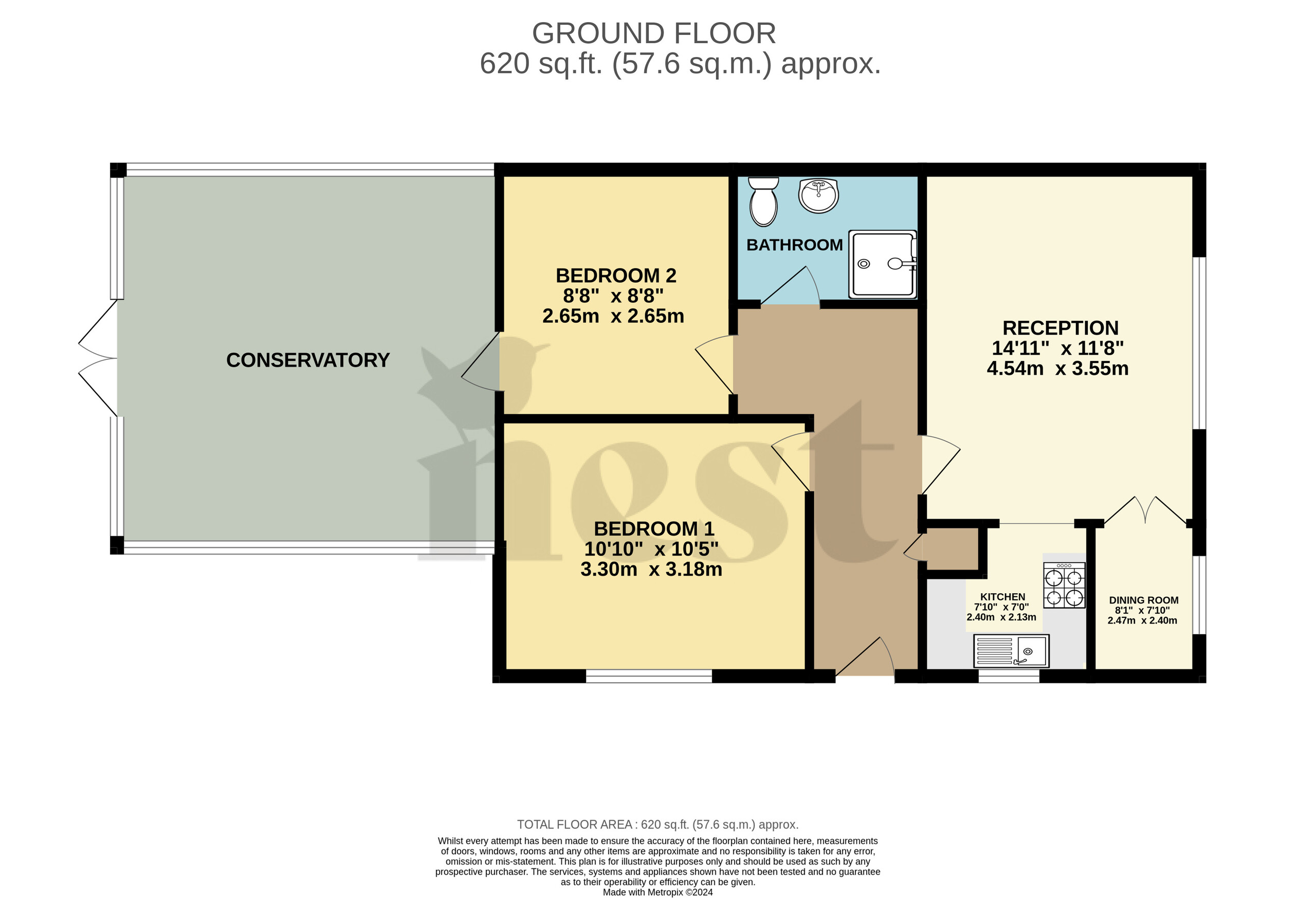 2 bed bungalow for sale in Heath Drive, Frome - Property floorplan