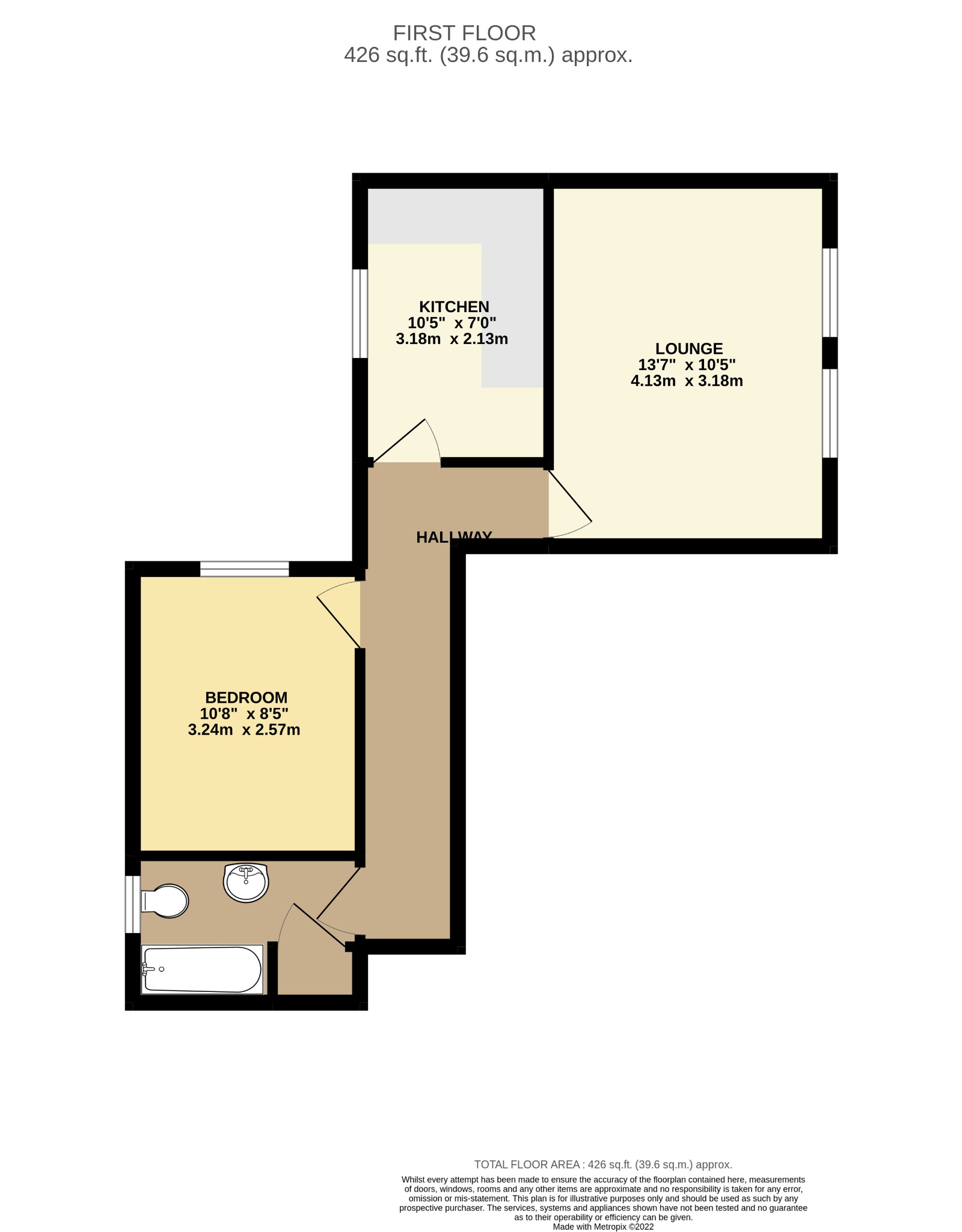1 bed flat to rent in The Crescent, Bournemouth - Property floorplan