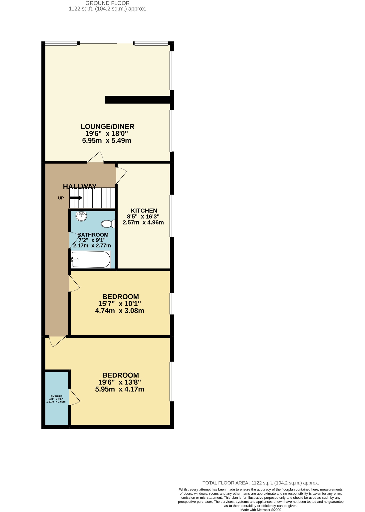 2 bed flat to rent in Meriden Close, Poole - Property floorplan