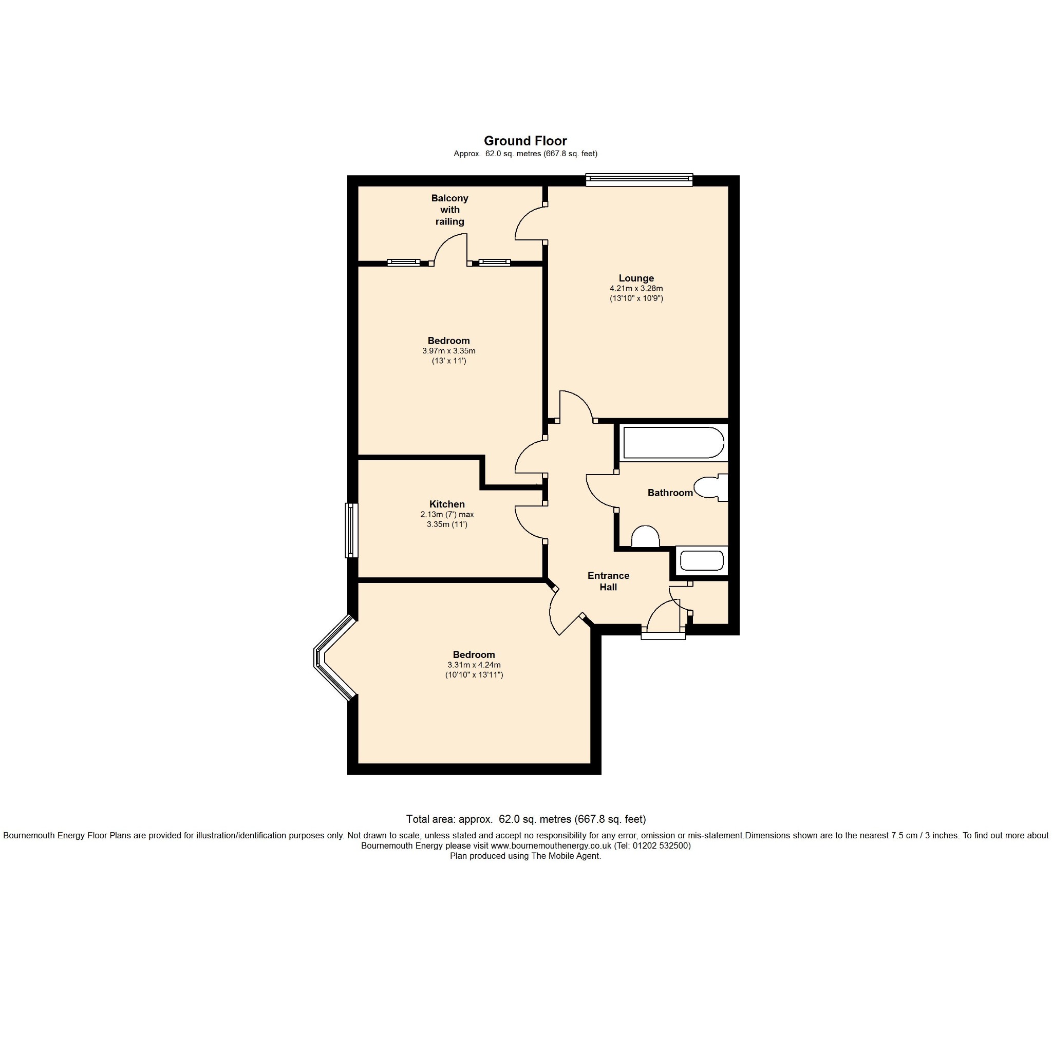 2 bed flat for sale in Richmond Park Road, Bournemouth - Property floorplan