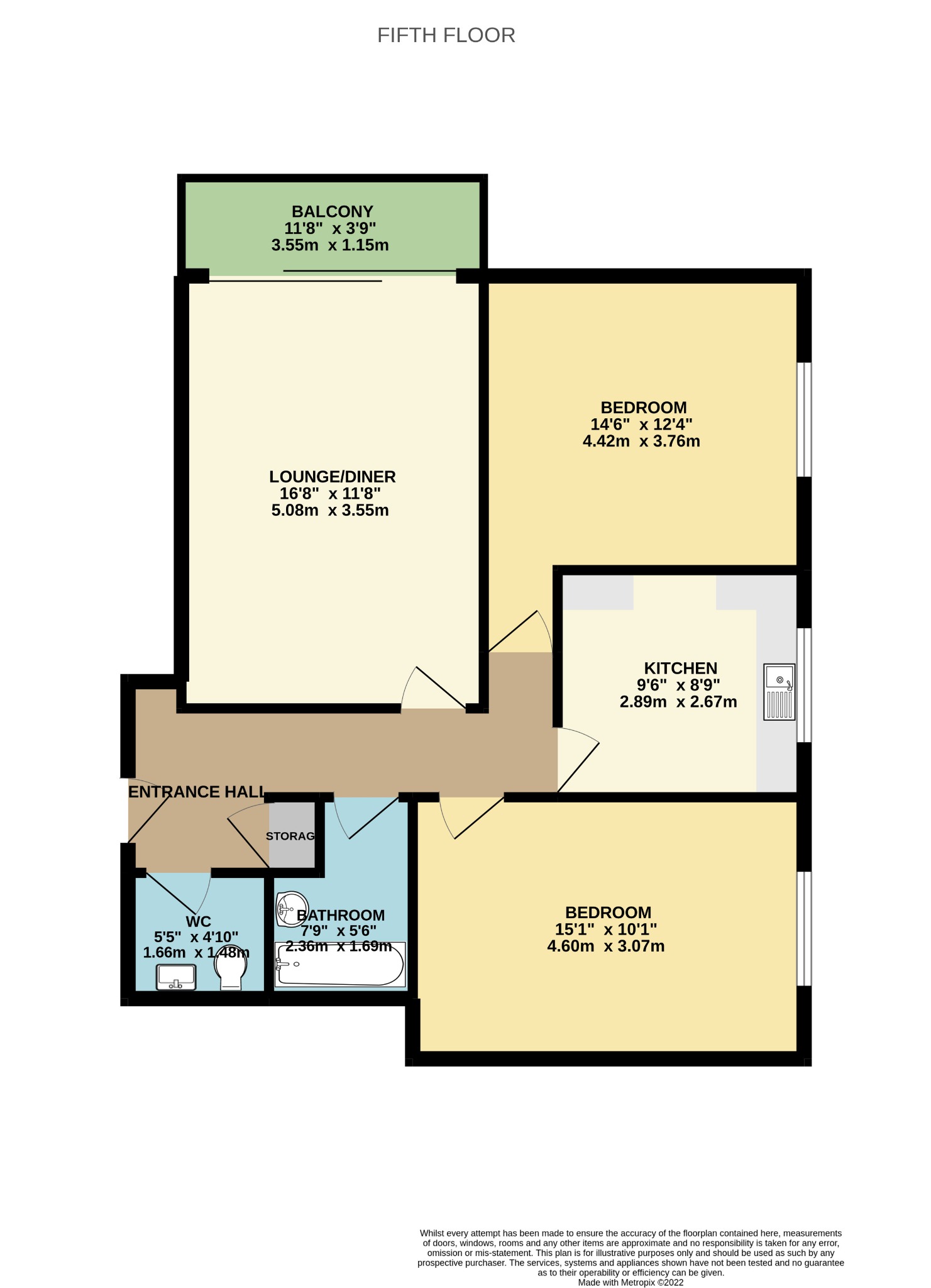 2 bed flat for sale in Burton Road, Poole - Property floorplan
