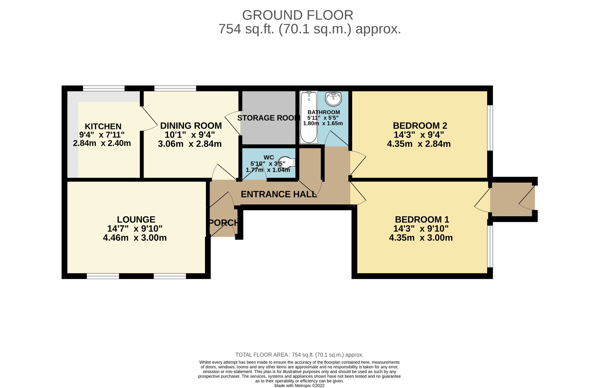 2 bed ground floor flat for sale in Knowlton Road, Poole - Property floorplan