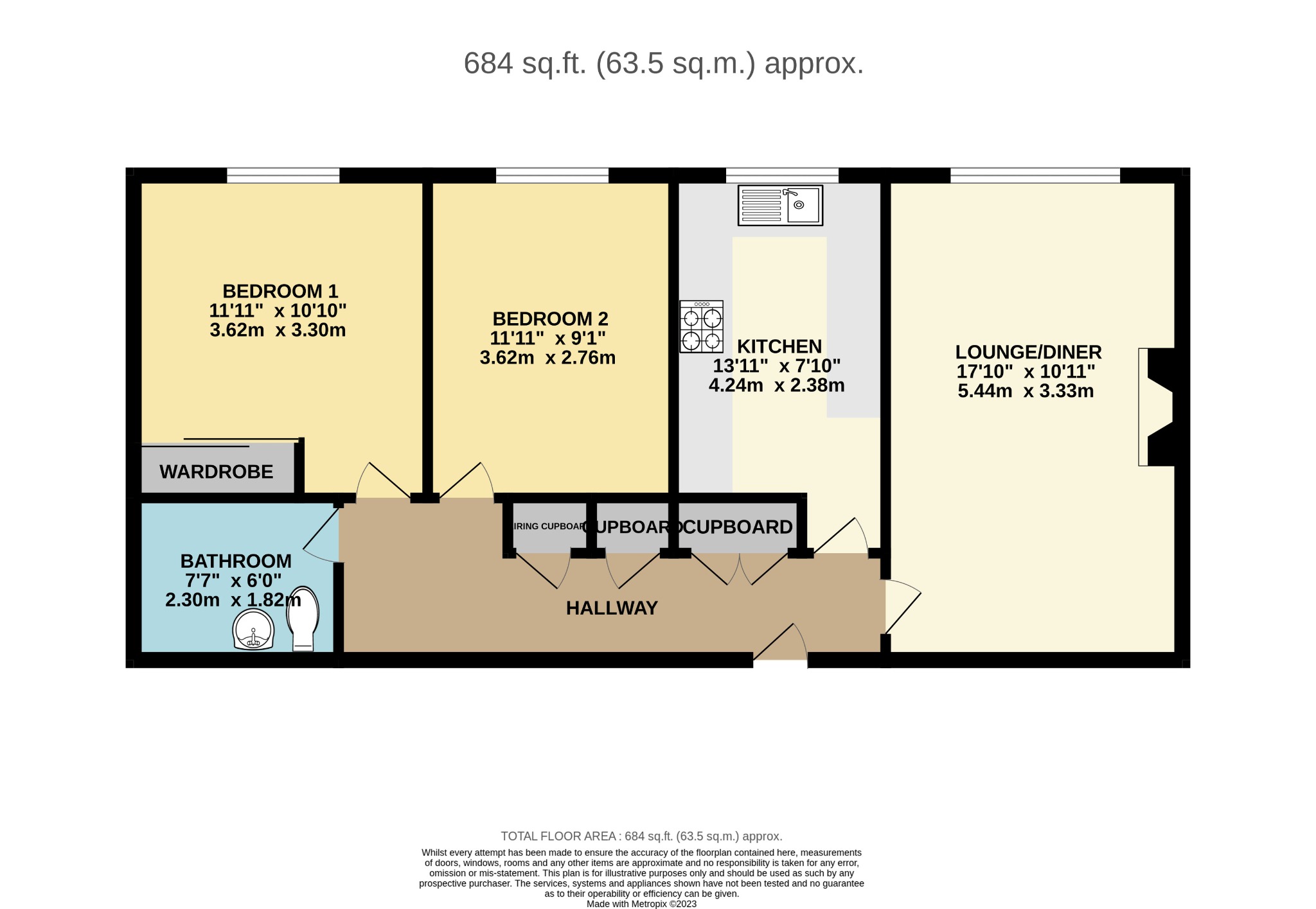 2 bed flat for sale in St. Valerie Road, Bournemouth - Property floorplan