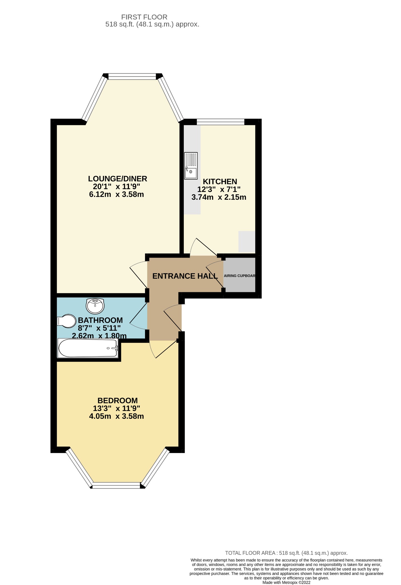 1 bed flat for sale in St. Michaels Road, Bournemouth - Property floorplan