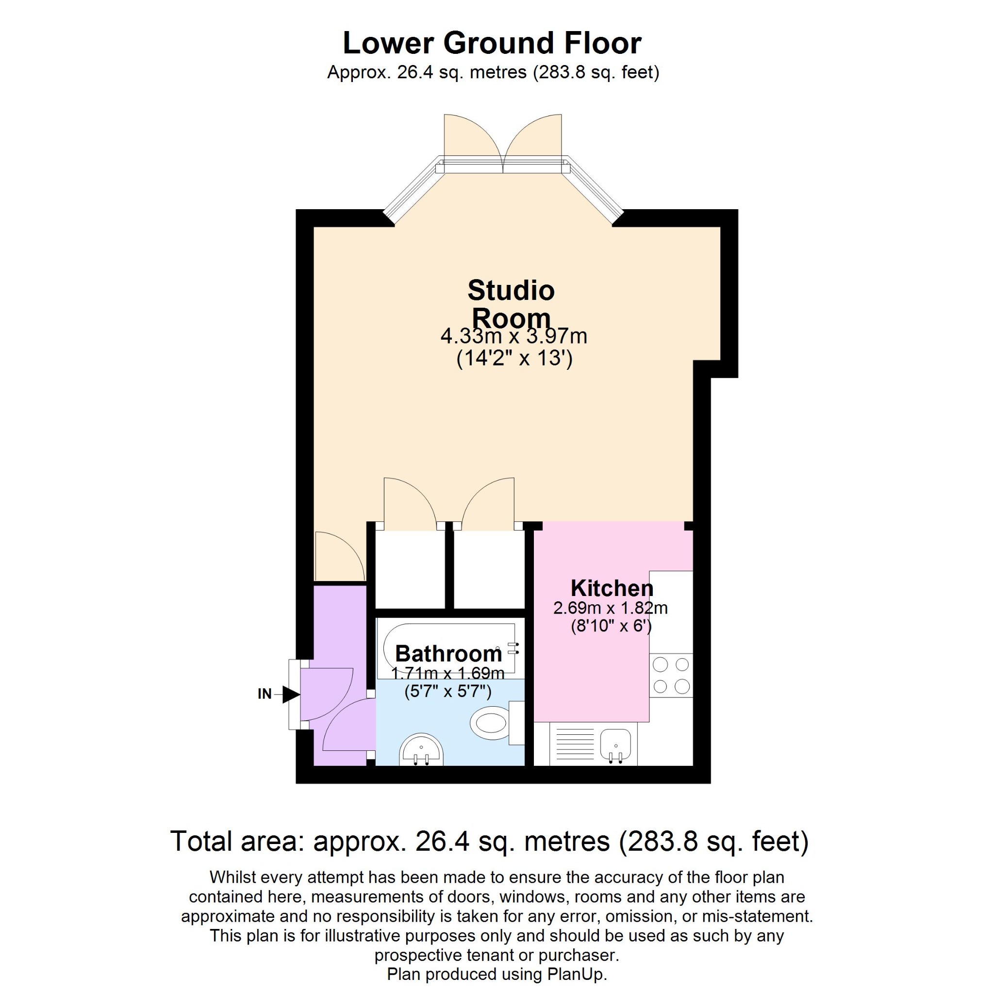 1 bed studio flat for sale in Durley Gardens, Bournemouth - Property floorplan