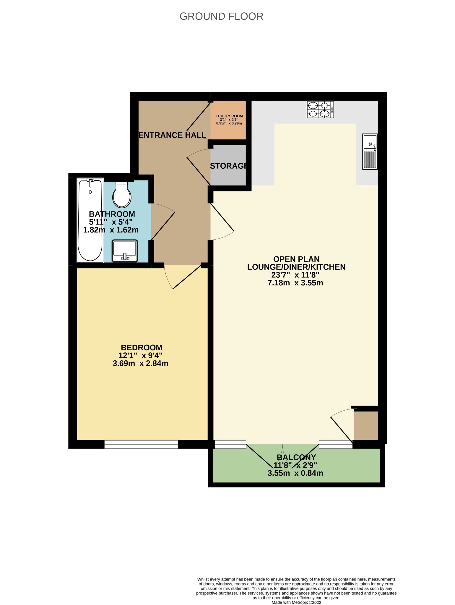 1 bed flat for sale in Knyveton Road, Bournemouth - Property floorplan