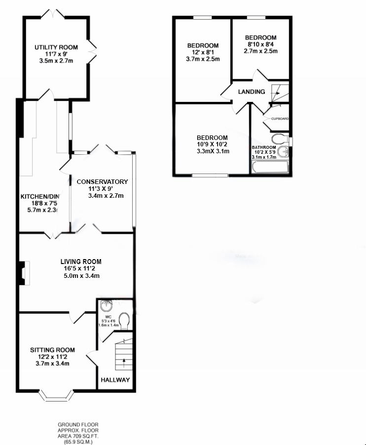 3 bed semi-detached house to rent in Greenhill Close, Wimborne - Property floorplan