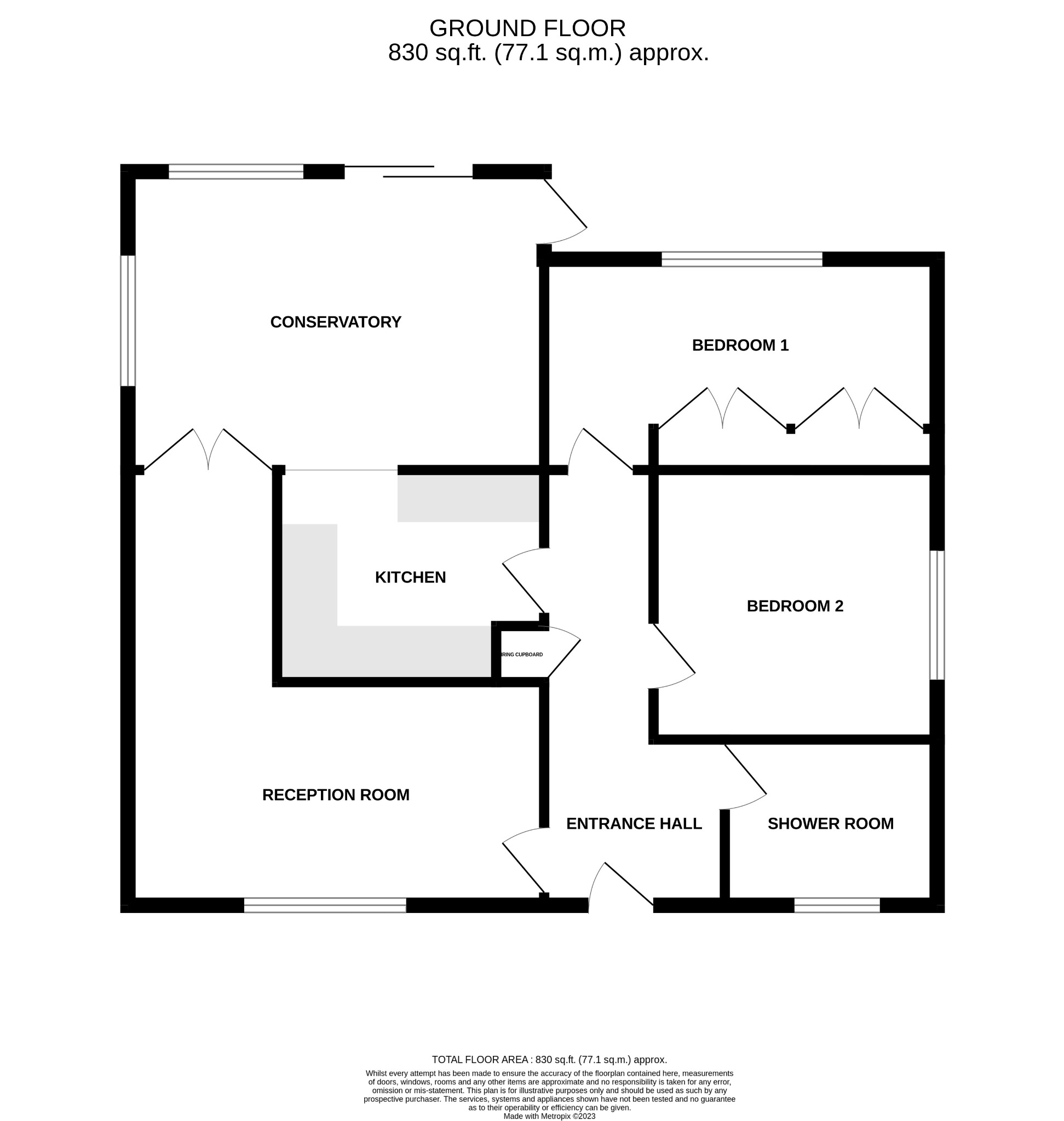 2 bed bungalow to rent in Ullswater Road, Wimborne - Property floorplan