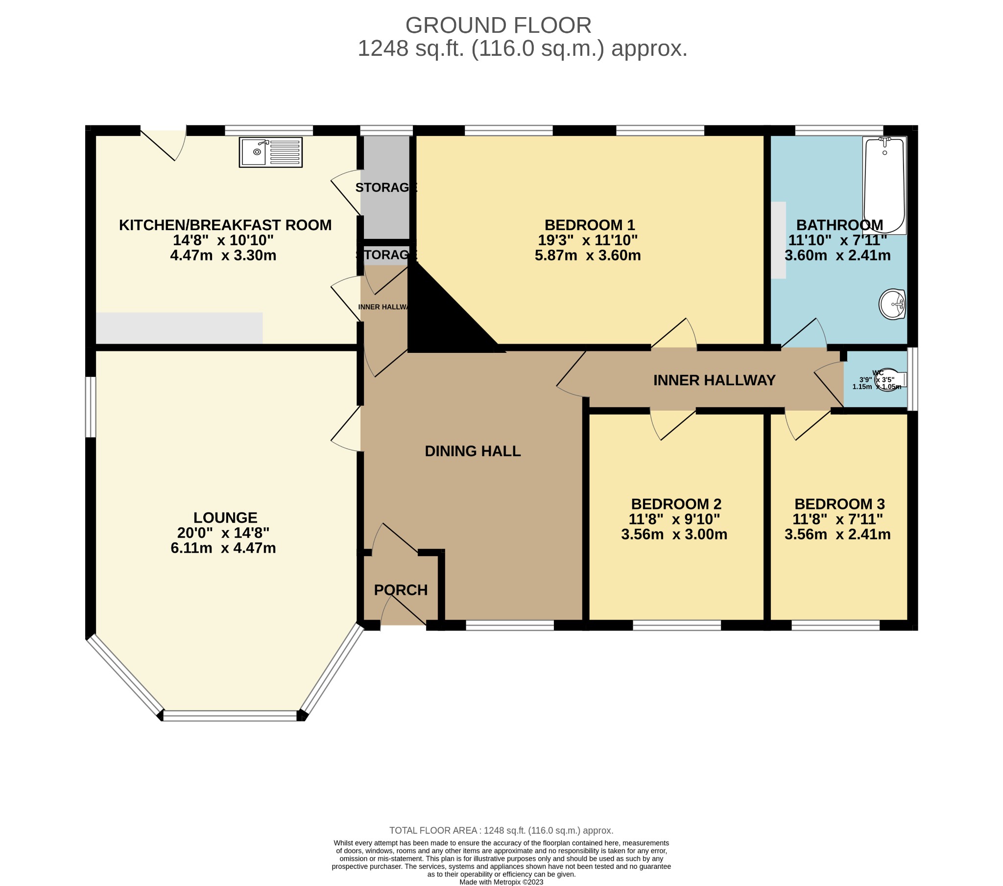 3 bed detached bungalow for sale in Woodside Road, Poole - Property floorplan