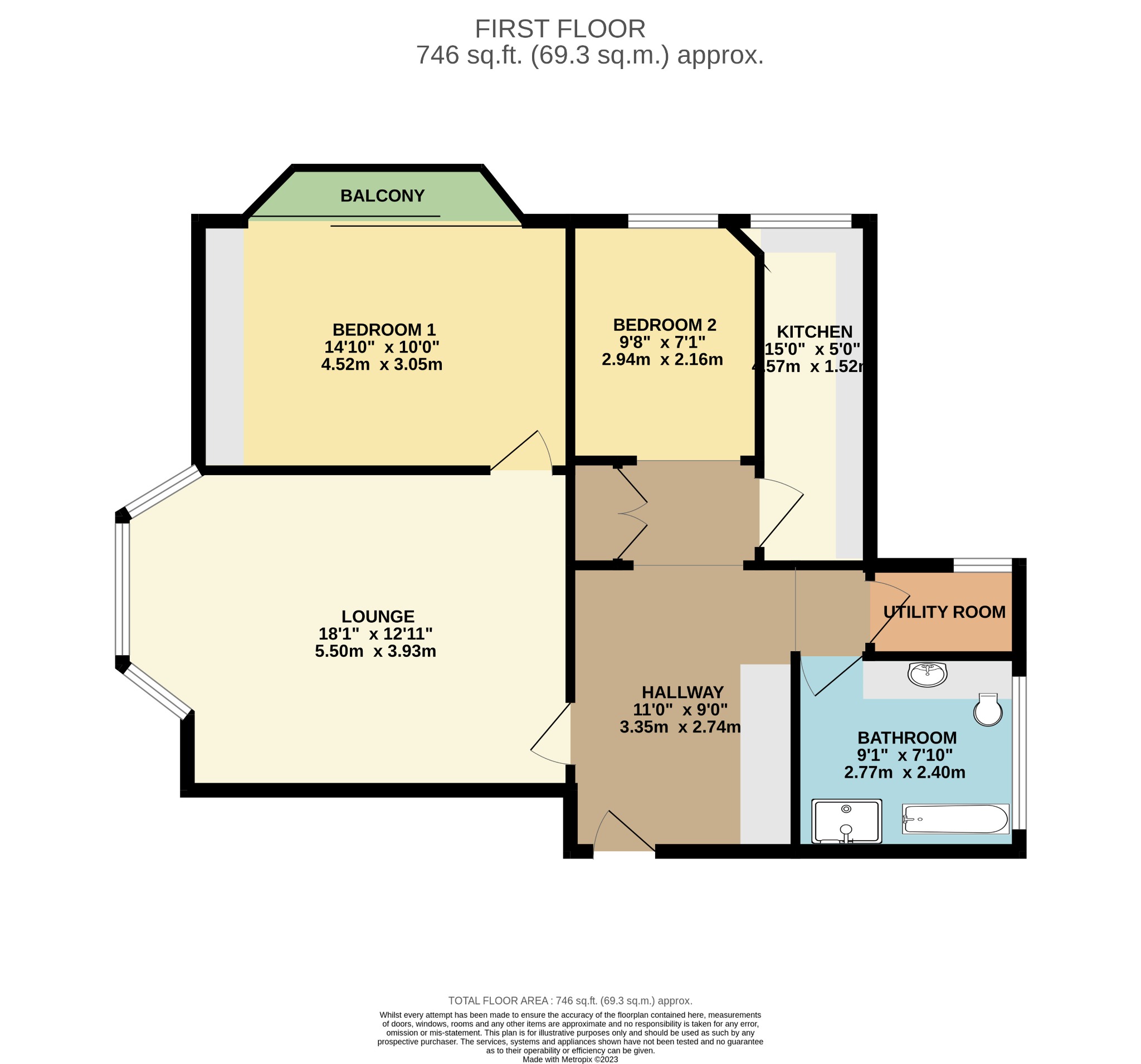2 bed flat for sale in St. Winifreds Road, Bournemouth - Property floorplan