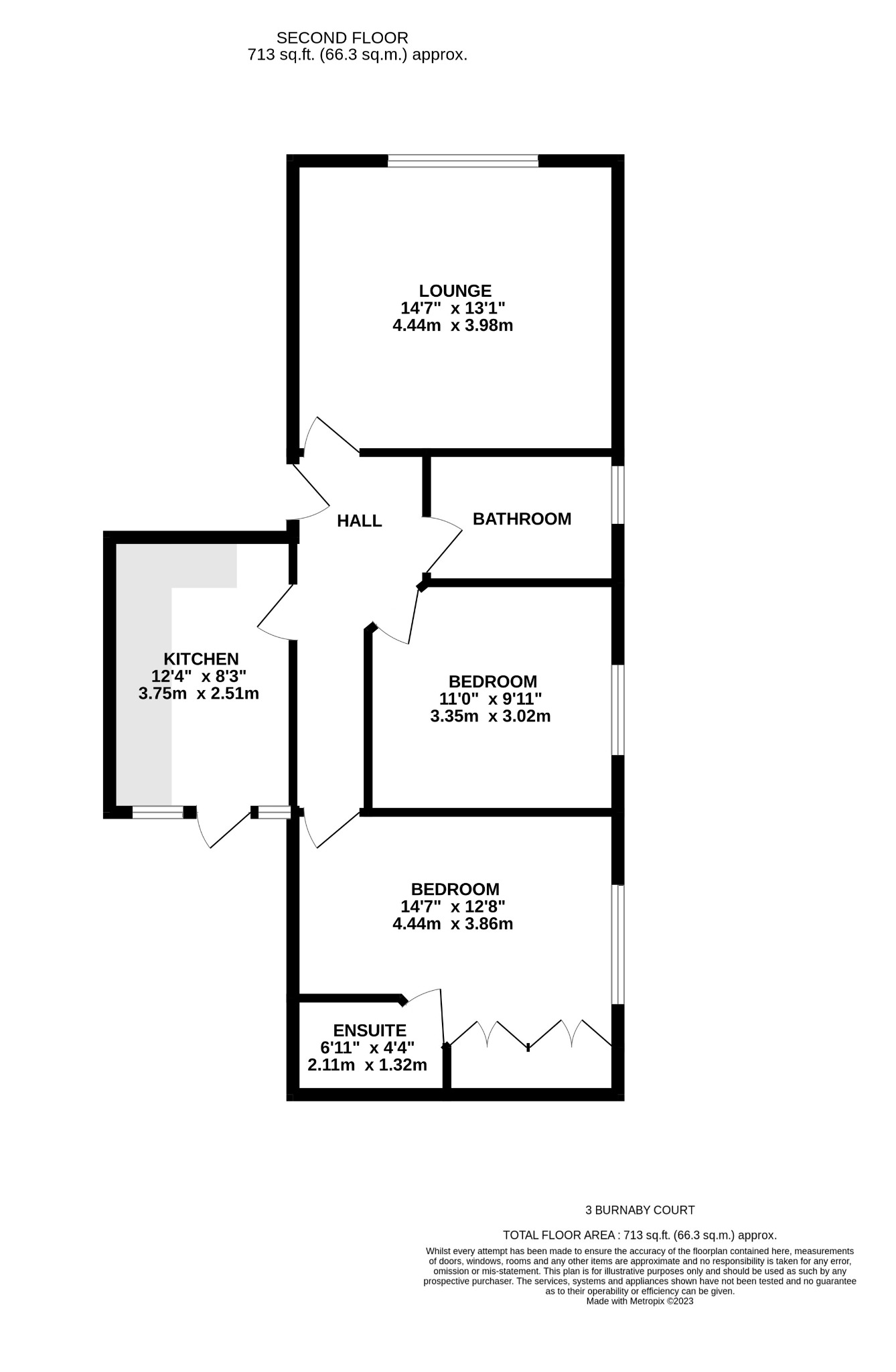 2 bed flat to rent in Burnaby Road, Bournemouth - Property floorplan