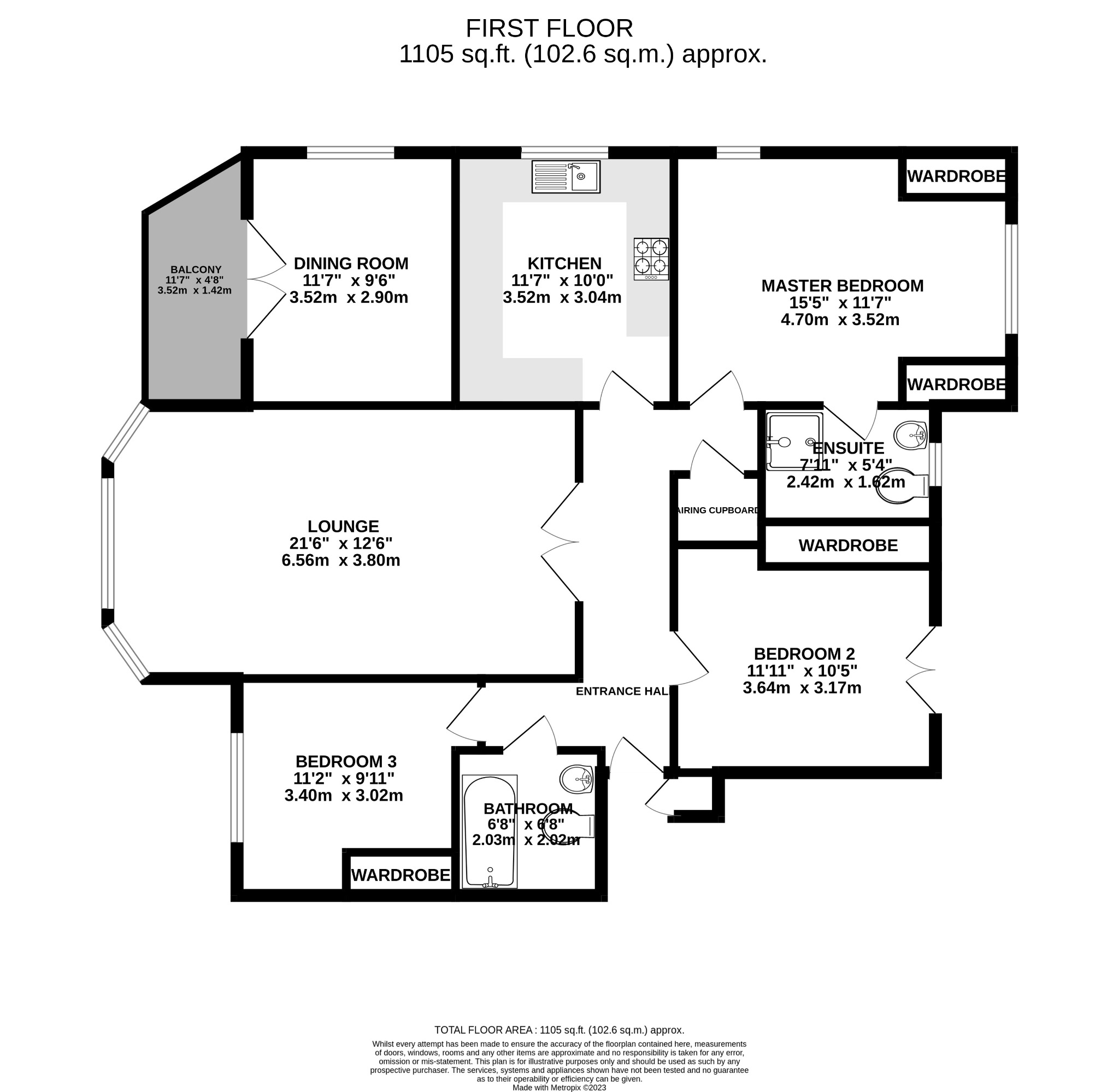 3 bed flat to rent in Western Road, Poole - Property floorplan
