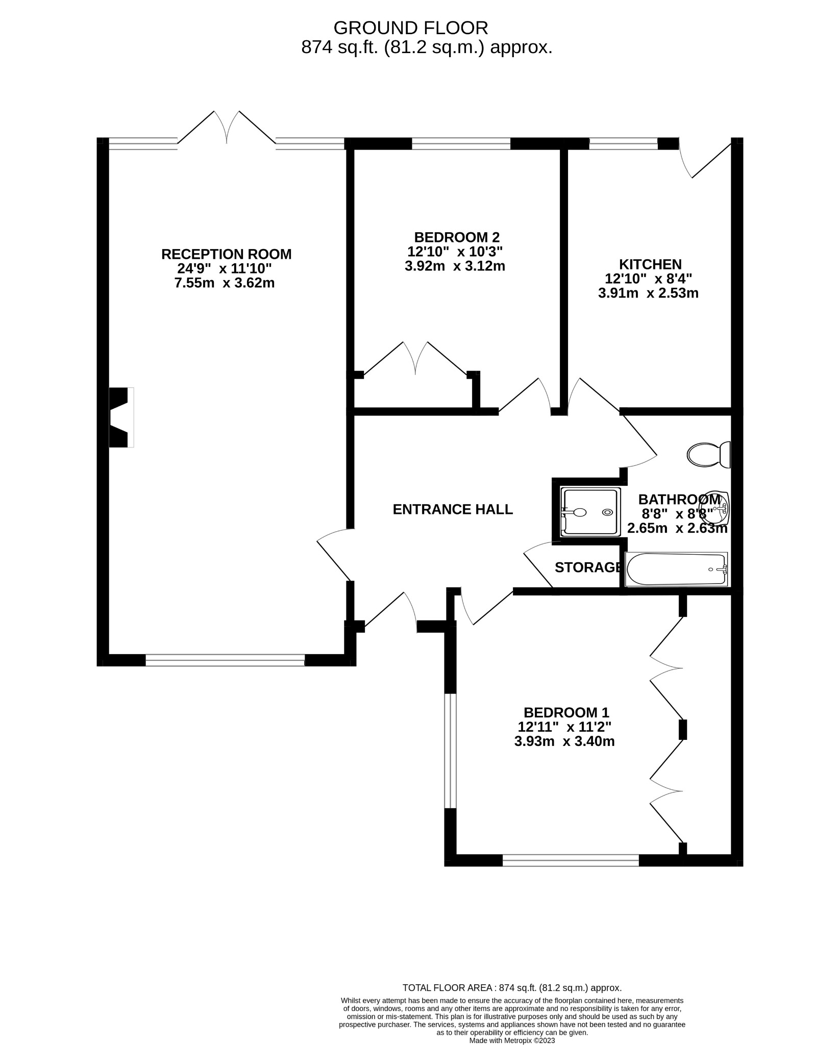 2 bed bungalow to rent in Lavender Way, Broadstone - Property floorplan