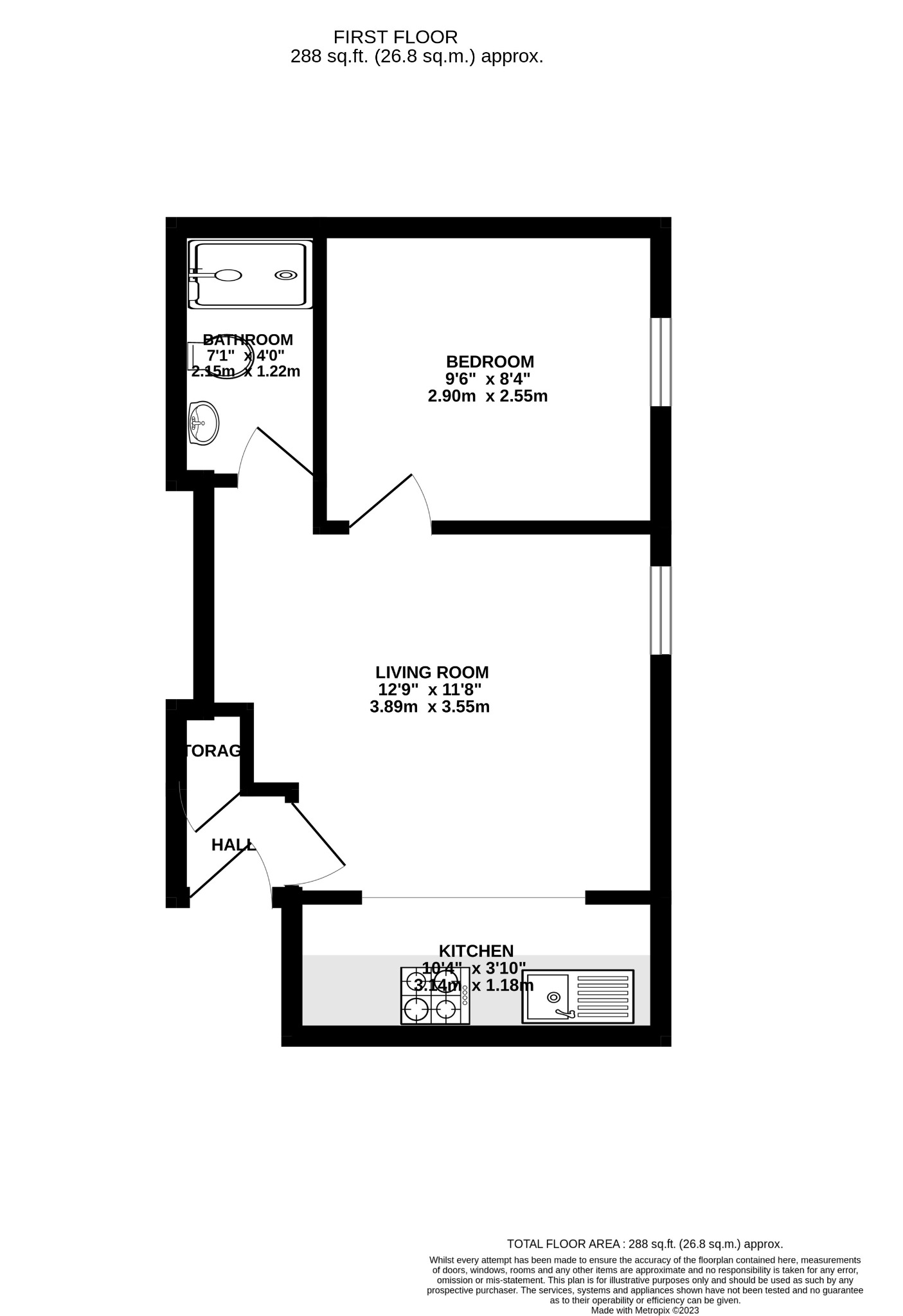 1 bed flat to rent in Christchurch Road, Bournemouth - Property floorplan