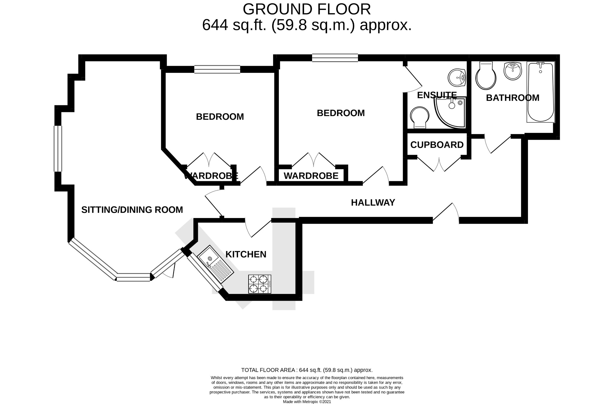 2 bed flat to rent in West Cliff Gardens, Bournemouth - Property floorplan