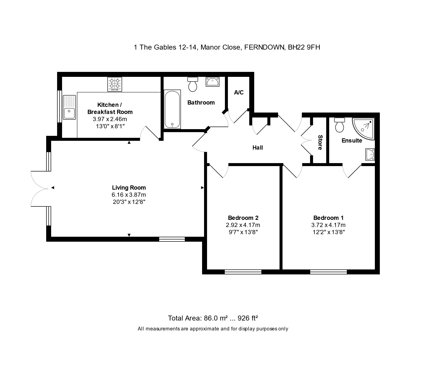 2 bed flat to rent in Manor Close, Ferndown - Property floorplan