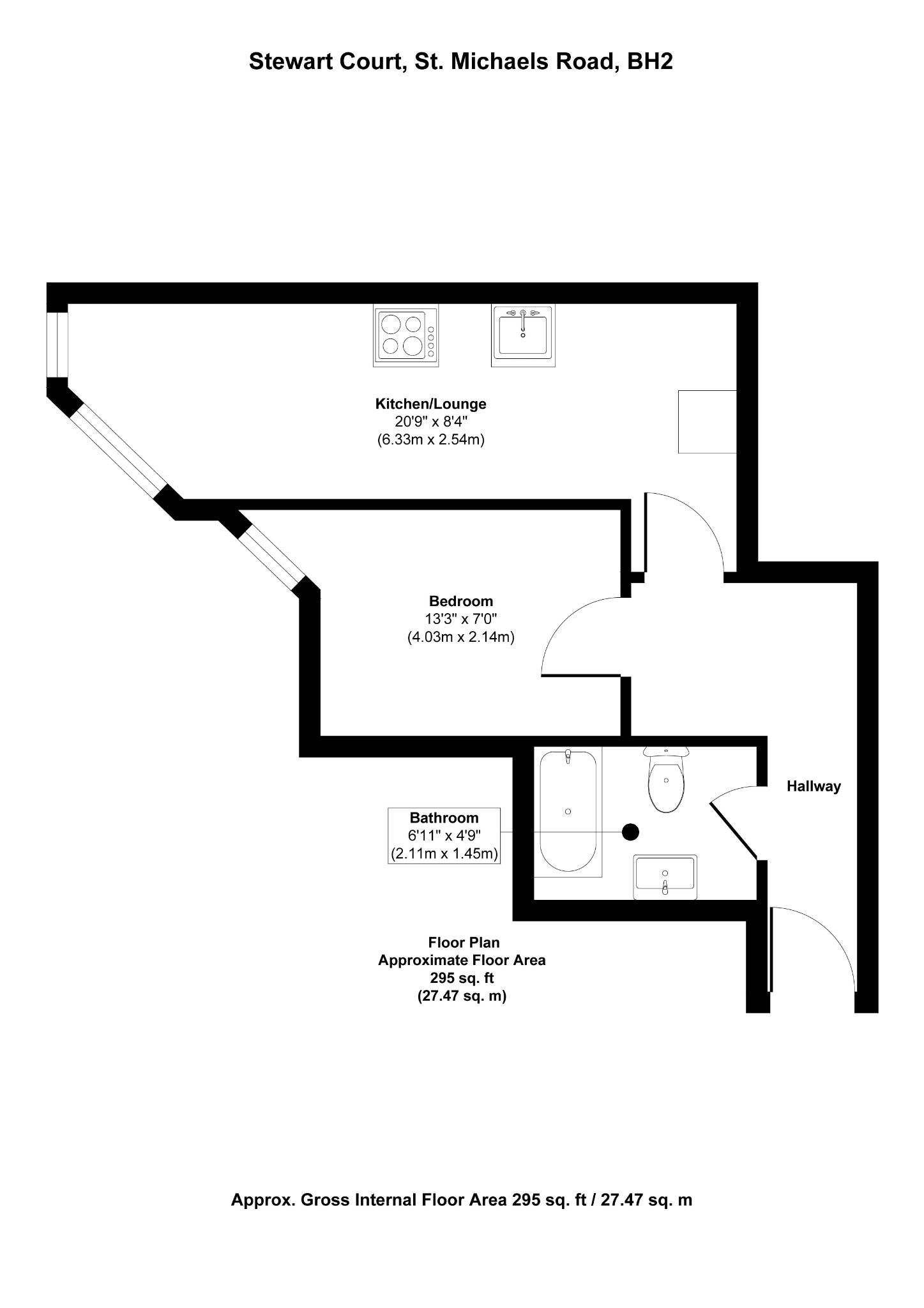 1 bed flat to rent in St. Michaels Road, Bournemouth - Property floorplan
