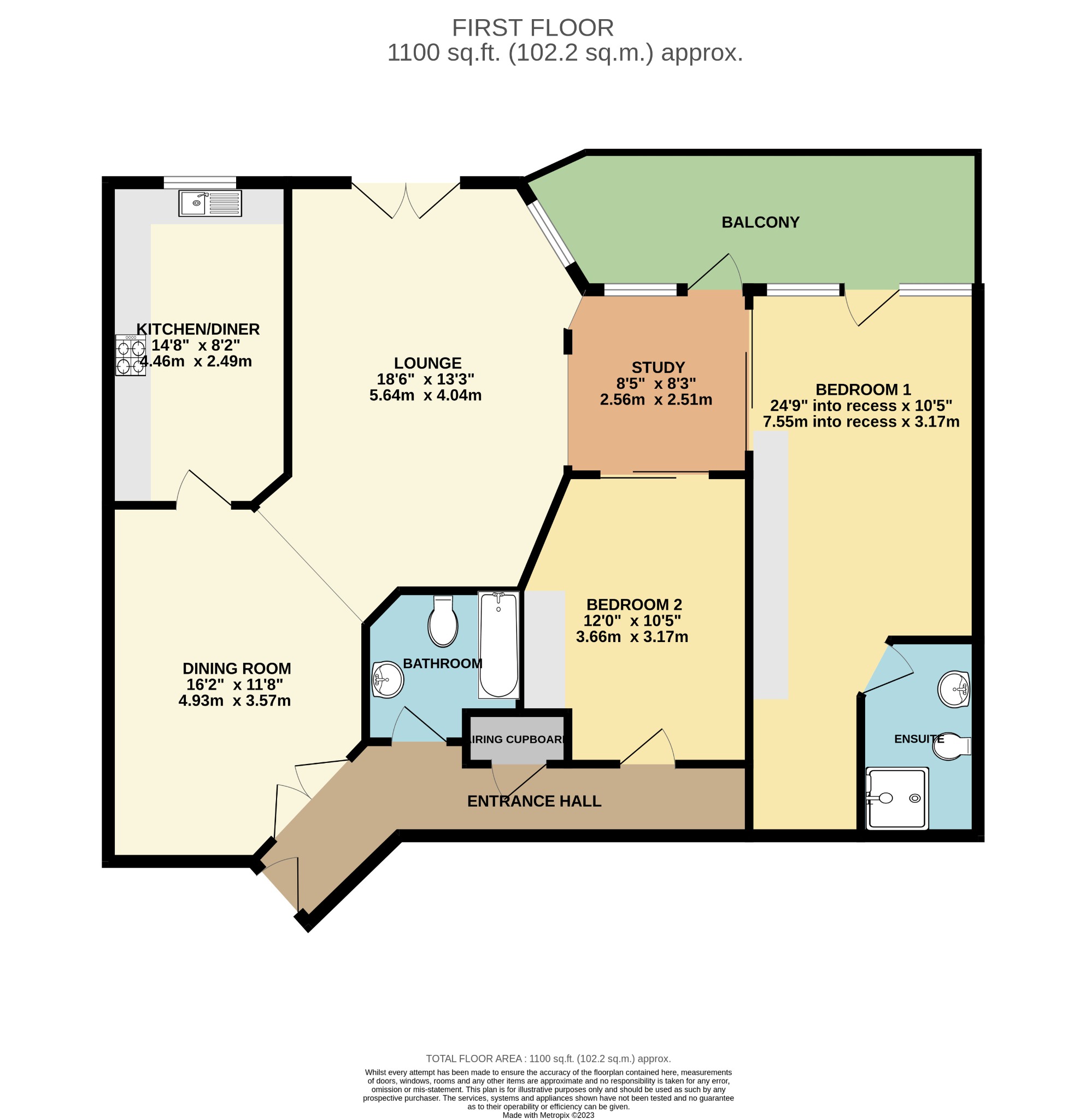 2 bed flat for sale in Manor Road, Bournemouth - Property floorplan