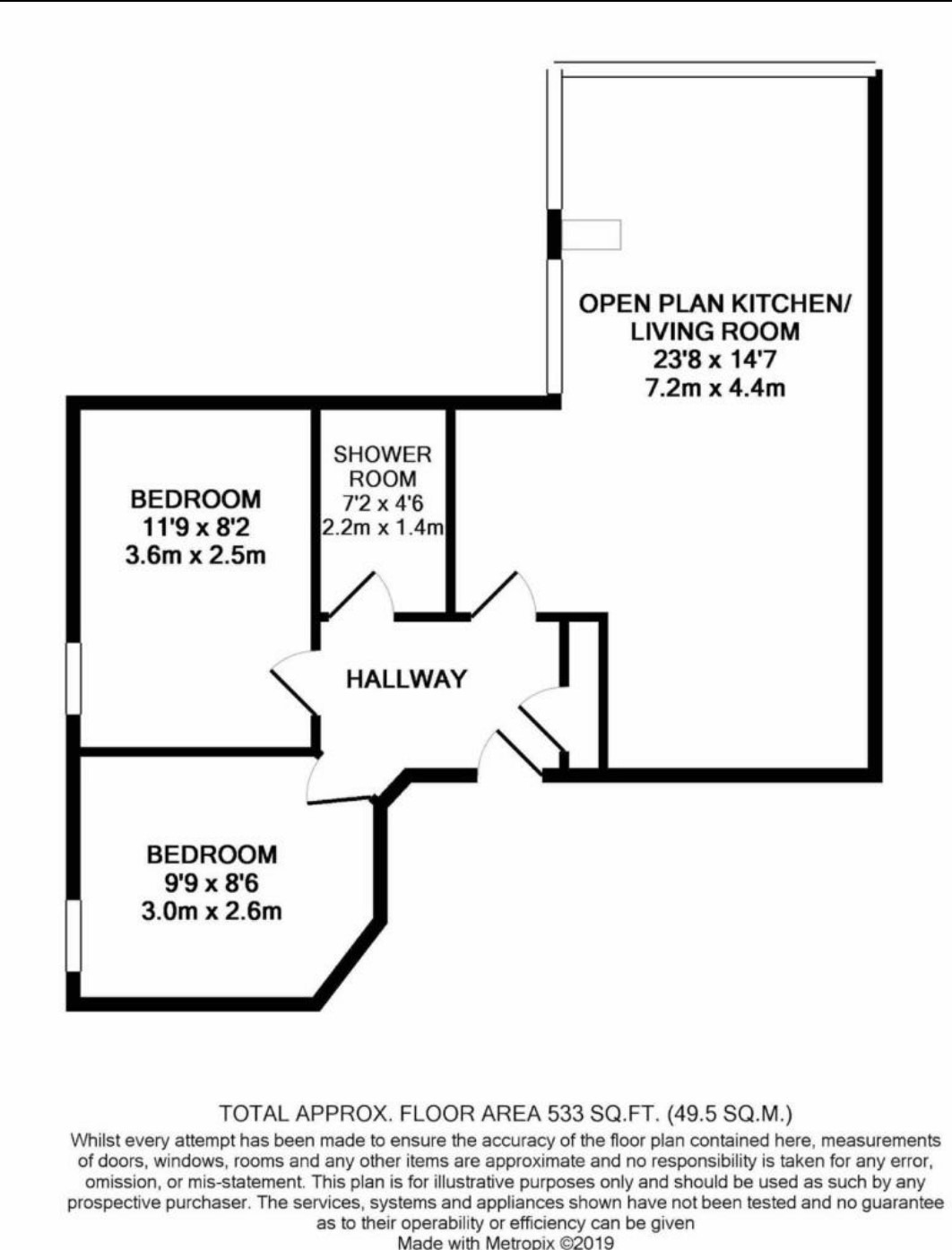 2 bed flat to rent in Christchurch Road, Bournemouth - Property floorplan