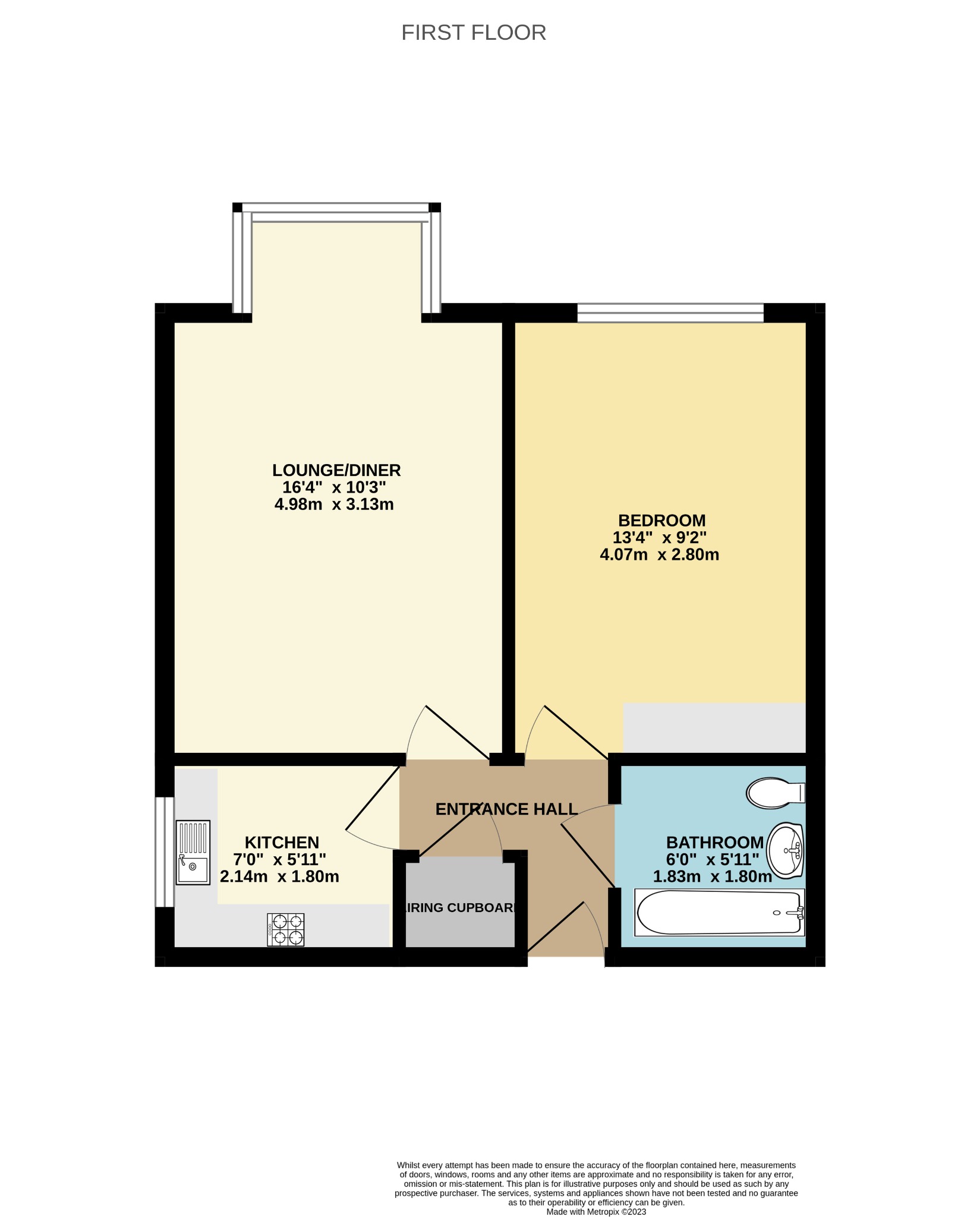 1 bed flat for sale in Cleveland Road, Bournemouth - Property floorplan