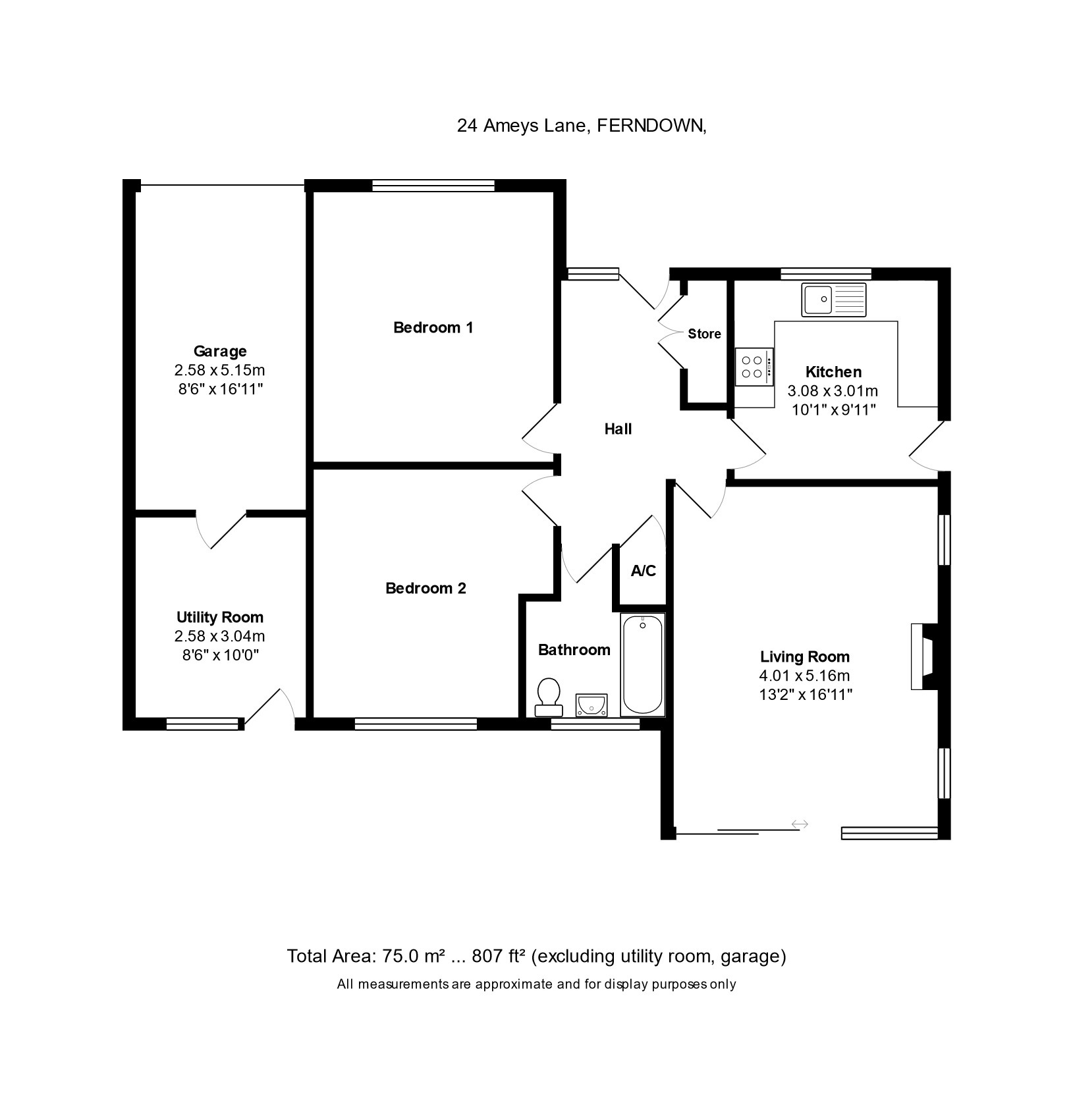 2 bed bungalow to rent in Ameys Lane, Ferndown - Property floorplan