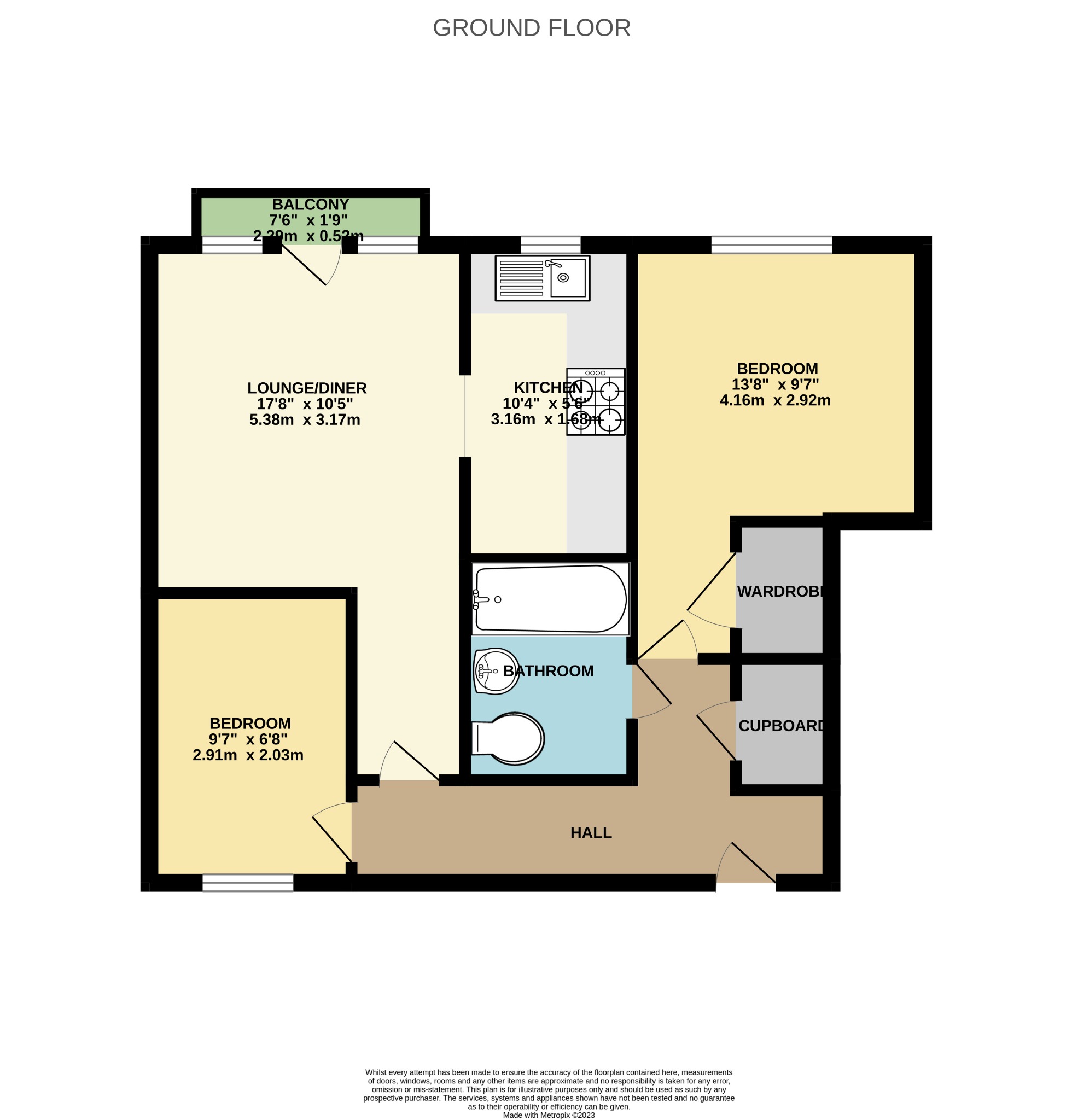 2 bed flat for sale in Terrace Road, Bournemouth - Property floorplan