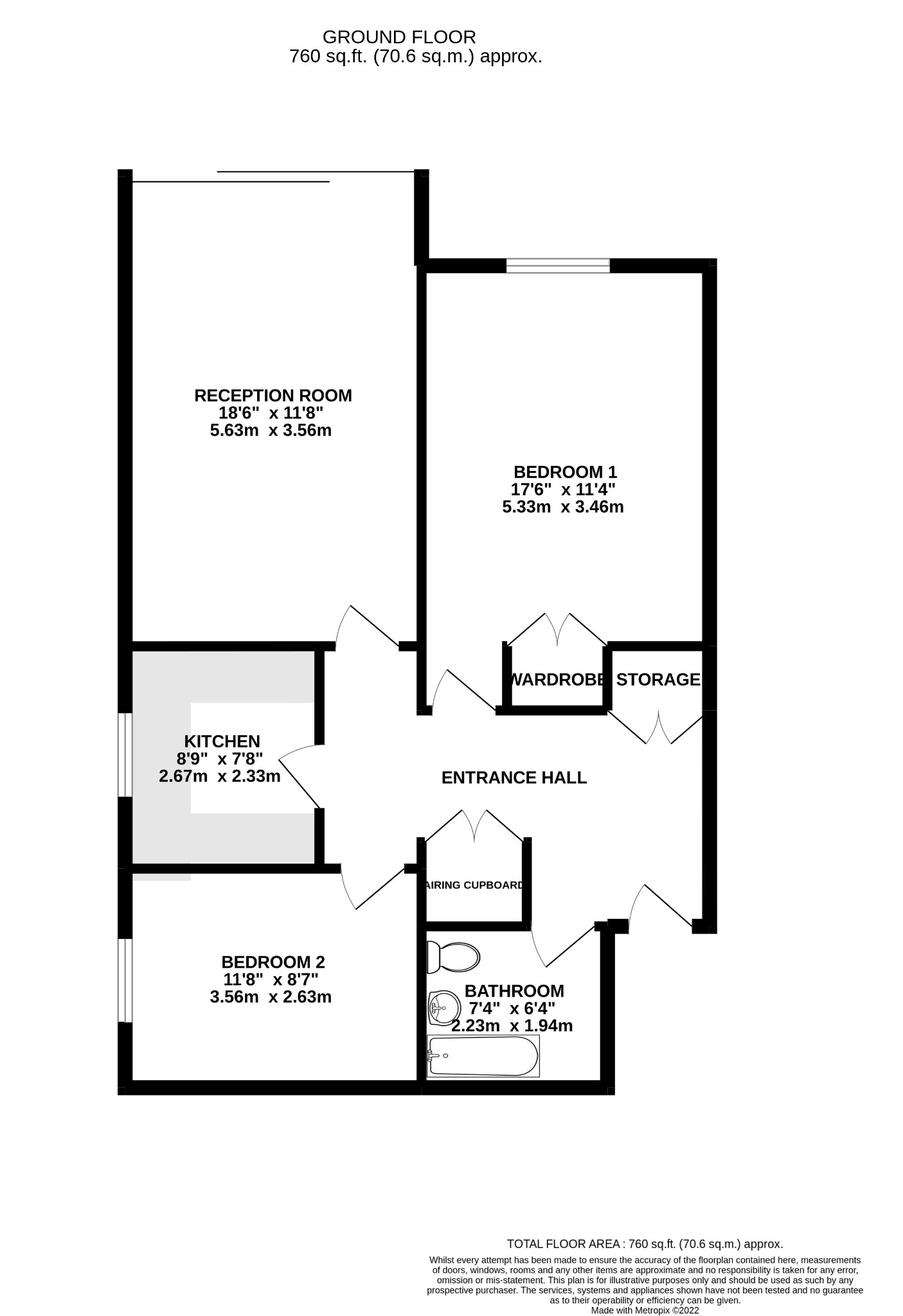 2 bed flat to rent in Princes Road, Ferndown - Property floorplan